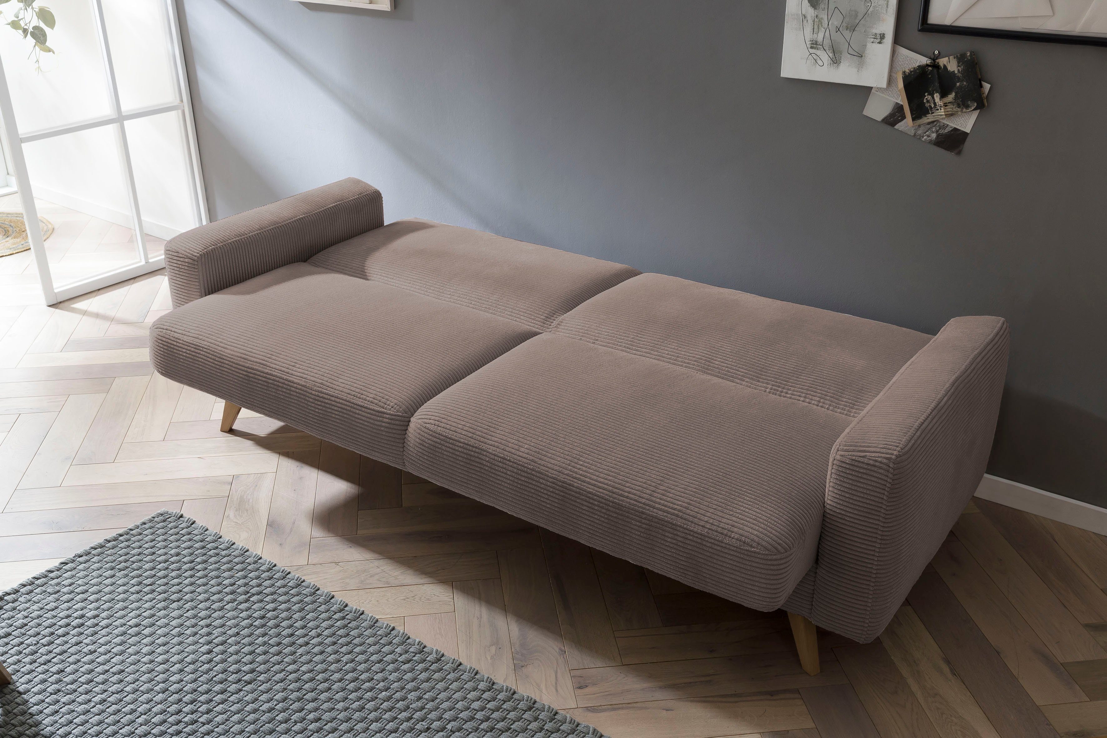 exxpo - sofa fashion Bettfunktion 3-Sitzer und Inklusive cappucino Bettkasten Samso