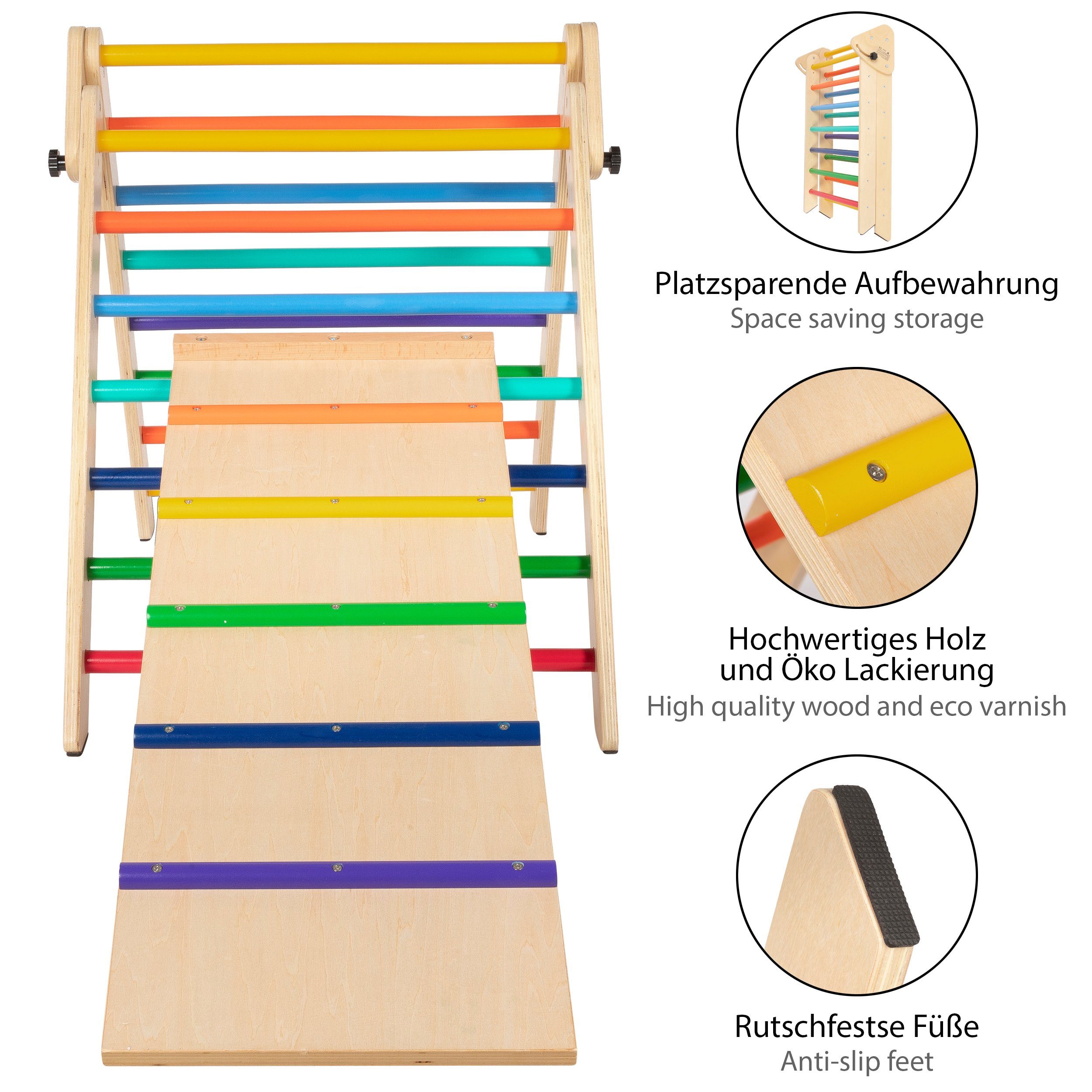 ONVAYA Klettergerüst Kletterdreieck mit Rutsche Pikler Art I Sprossendreieck