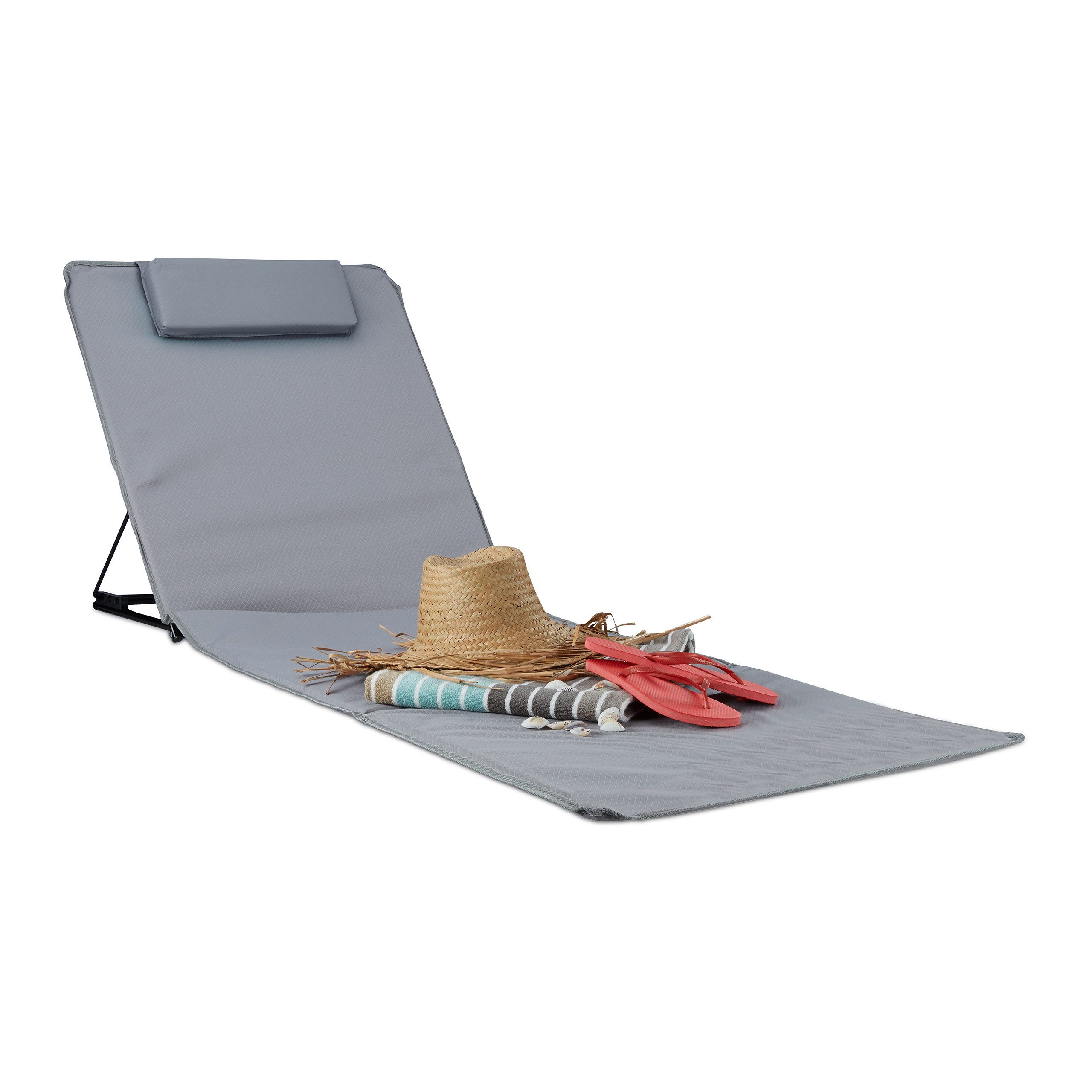 relaxdays Strandtuch Strandmatte XXL mit Kopfkissen, günstig online kaufen