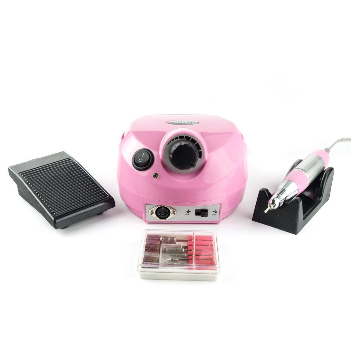World of Nails-Design Maniküre-Pediküre-Set Profi Nagelfräser 65W bis 35000 U/min mit Fußschalter und Bit-Set, Für Maniküre und Pediküre geeignet