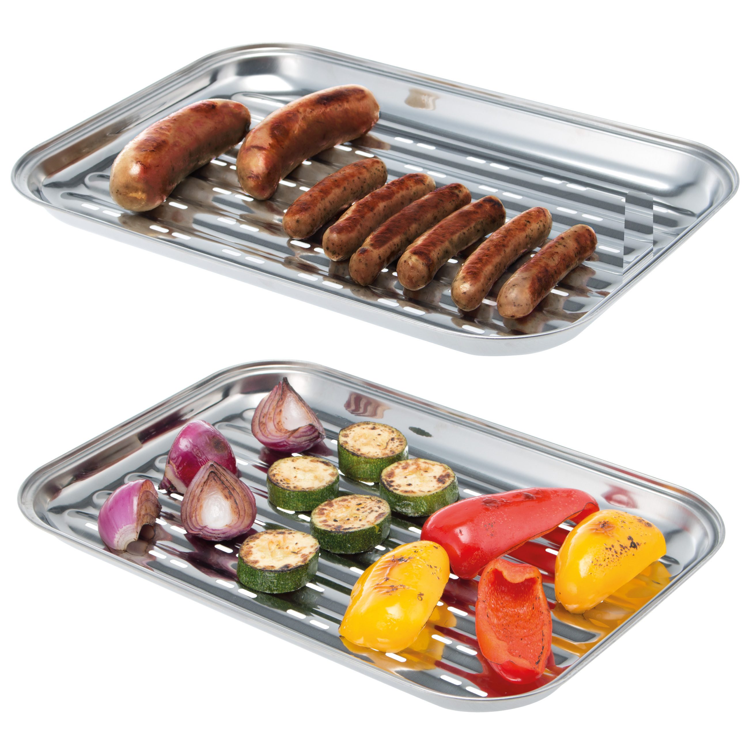 bremermann Grillplatte Grillschale 2er-Set, Grillpfanne Edelstahl ca. 35 x 24,5 cm Platte (2-St), perforierte Oberfläche