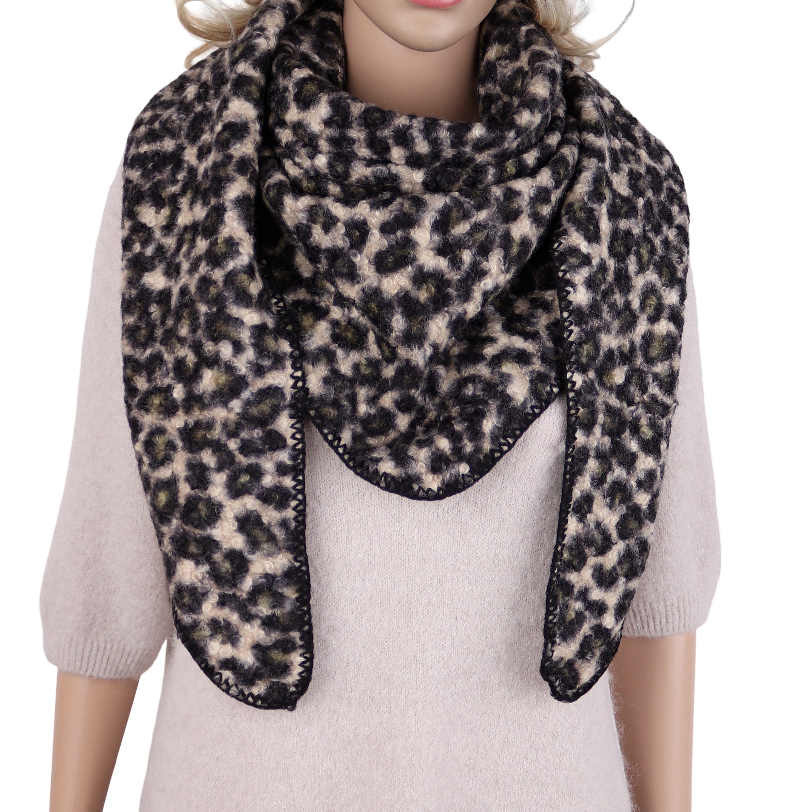 MIRROSI Dreieckstuch Damen Dreieckschal 70x190 cm – weicher Leo Schal mit Animal-Print, (Neue Kollektion Herbst/Winter 2026), 70% Viskose & 30% Wolle, Herbst Winter Schal