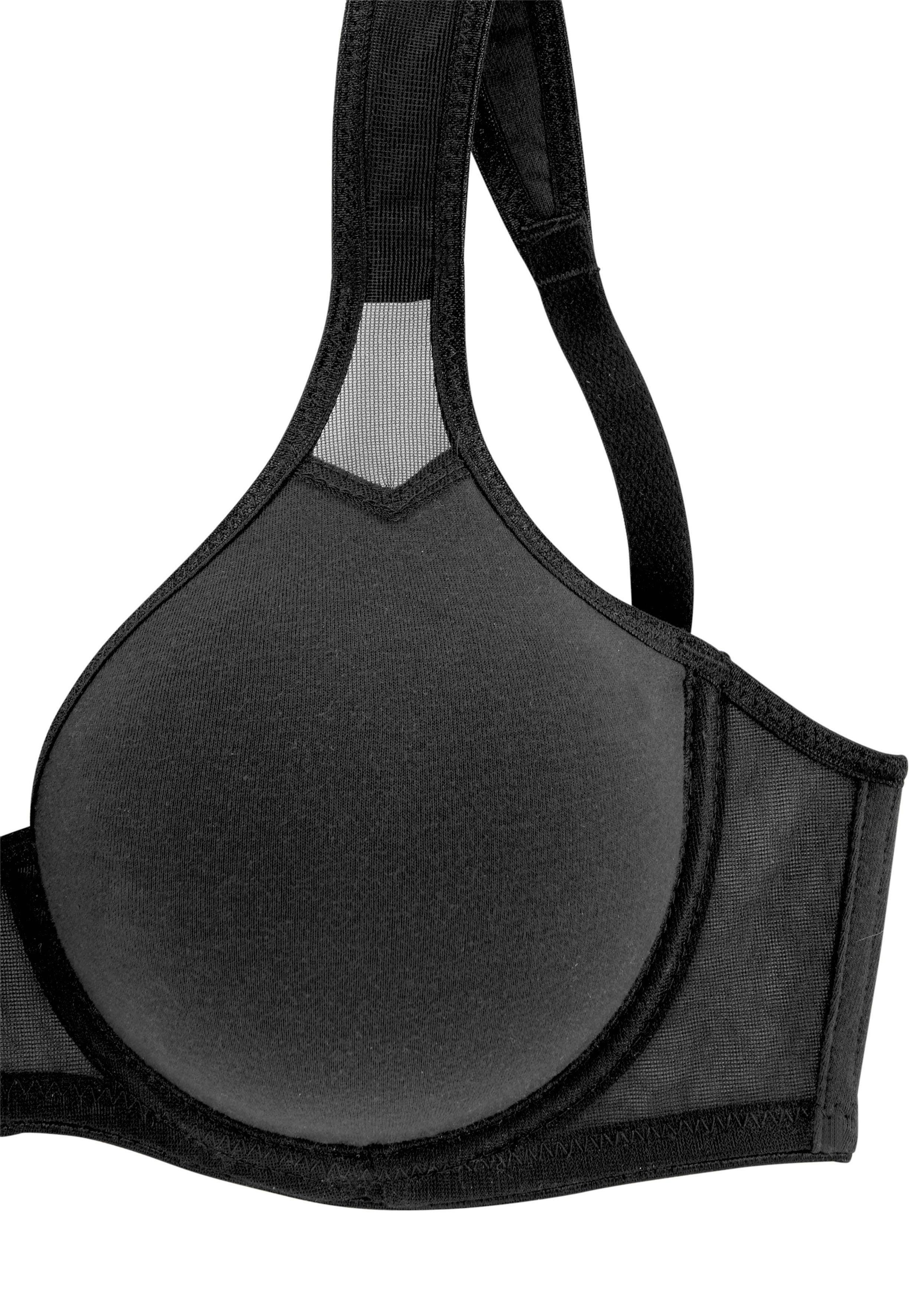 petite fleur by Lascana T-Shirt-BH, BH mit Bügel, Baumwoll-BH (Packung, 2 Stück) mit Netzeinsätzen, aus Baumwolle, große Größen, bequemer BH – Bild 4 von 5