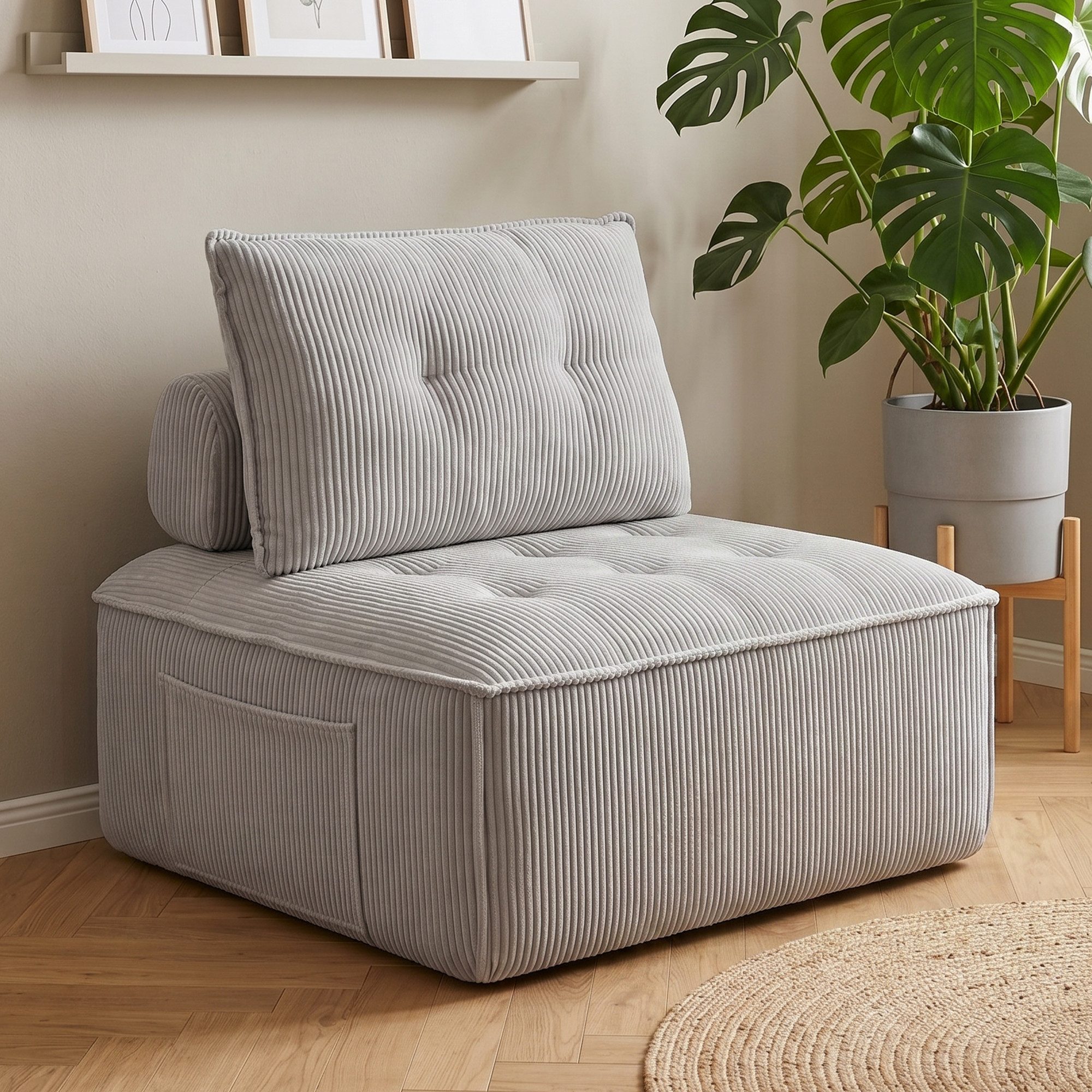 GLP Loungesessel 84 x 84 cm, 1-Sitzer aus Cord mit Vollschaumkern (1-St), Bodensessel als Sofamodul, ohne Montage, belastbar bis 150 kg
