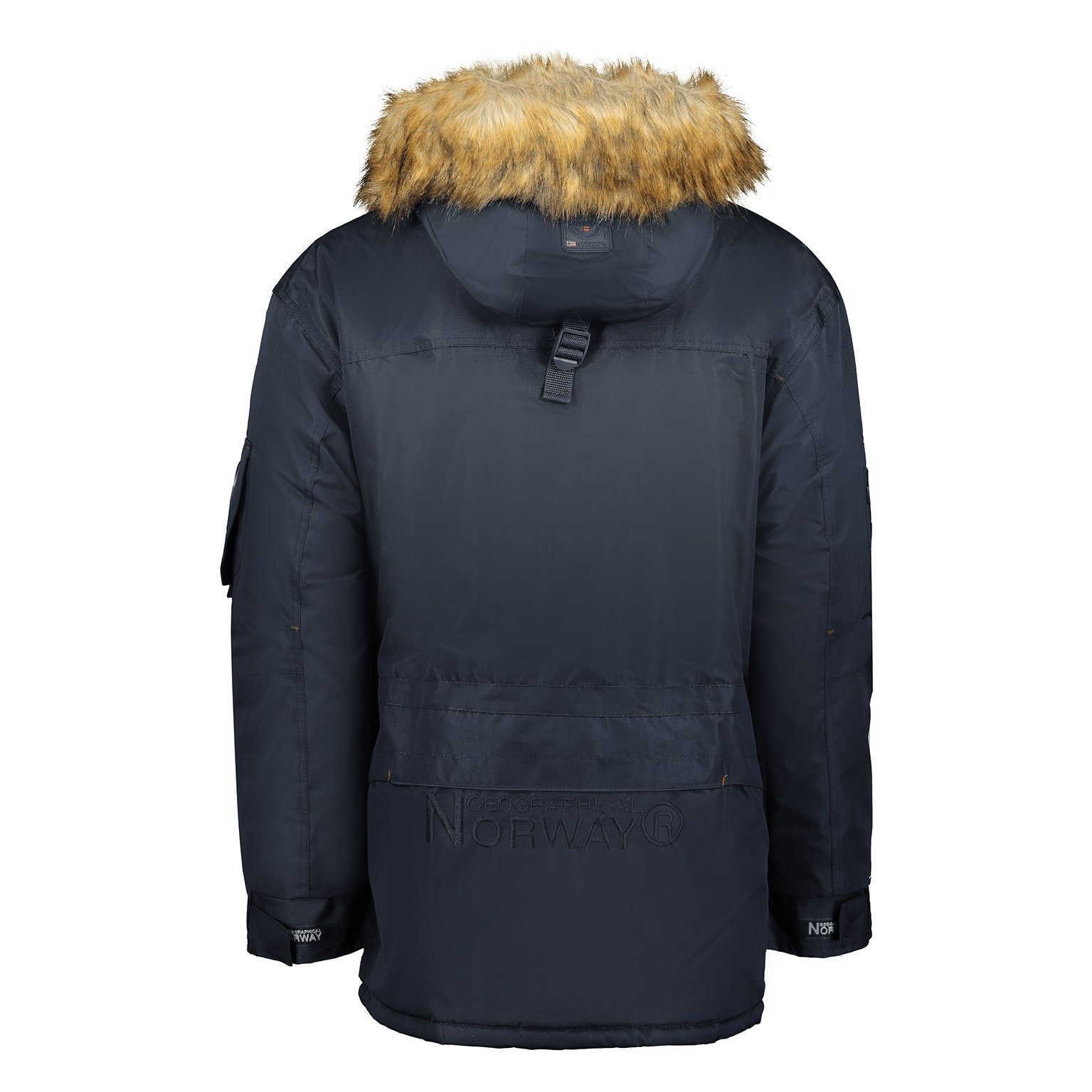 Geographical Norway Winterjacke Navy Kunstfellbesatz Innenfleece, Kapuze mit abnehmbarer