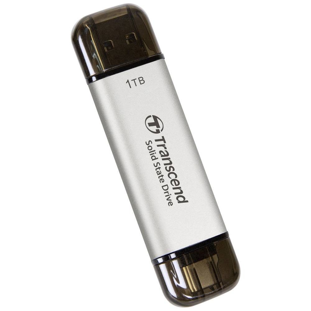 Transcend External SSD, ESD310S, USB 10Gbps, Type C/A,Silver TS1TESD310S externe SSD (1 TB)