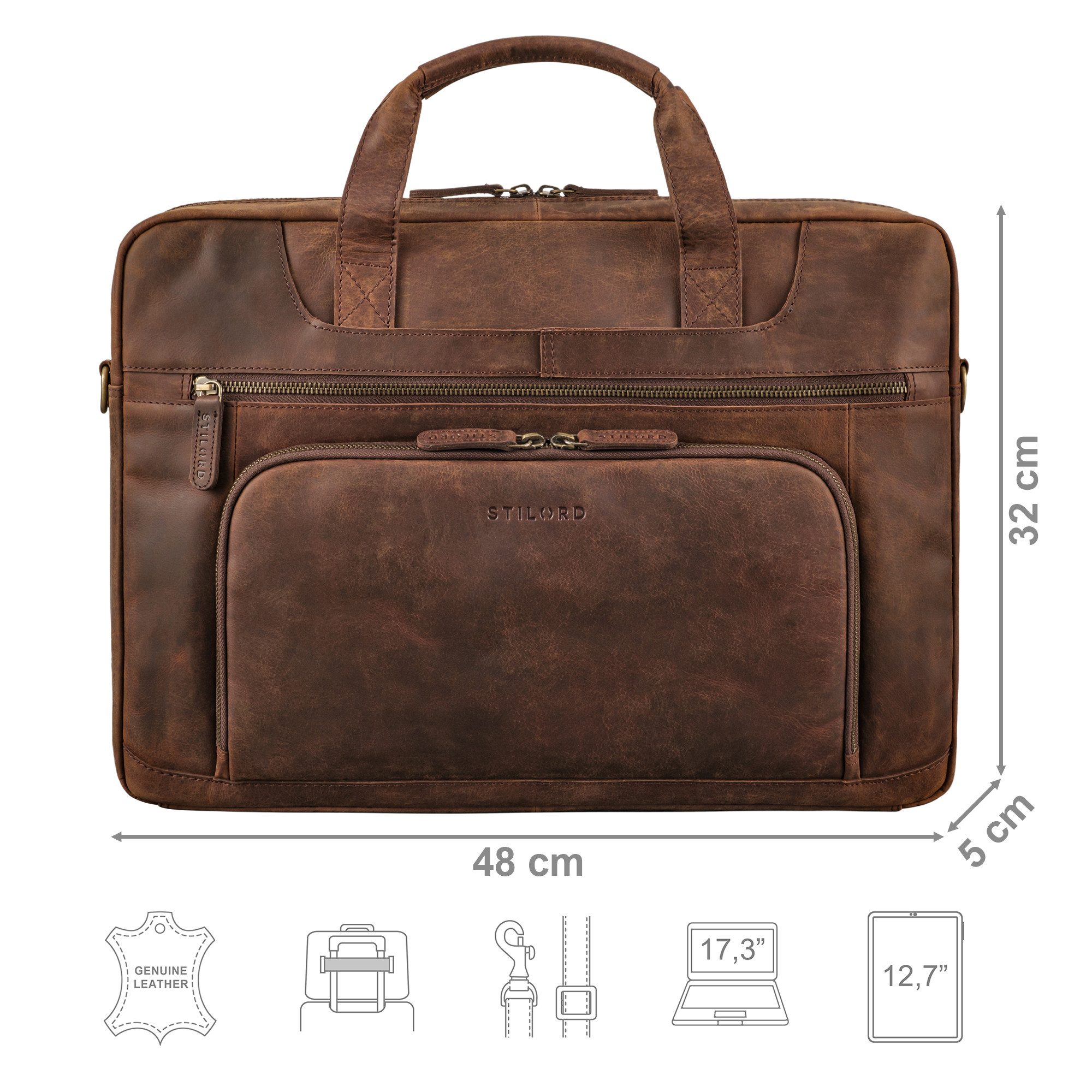 STILORD Laptoptasche "Cyrus" Vintage Laptoptasche 17 Zoll Leder Herren Groß günstig online kaufen
