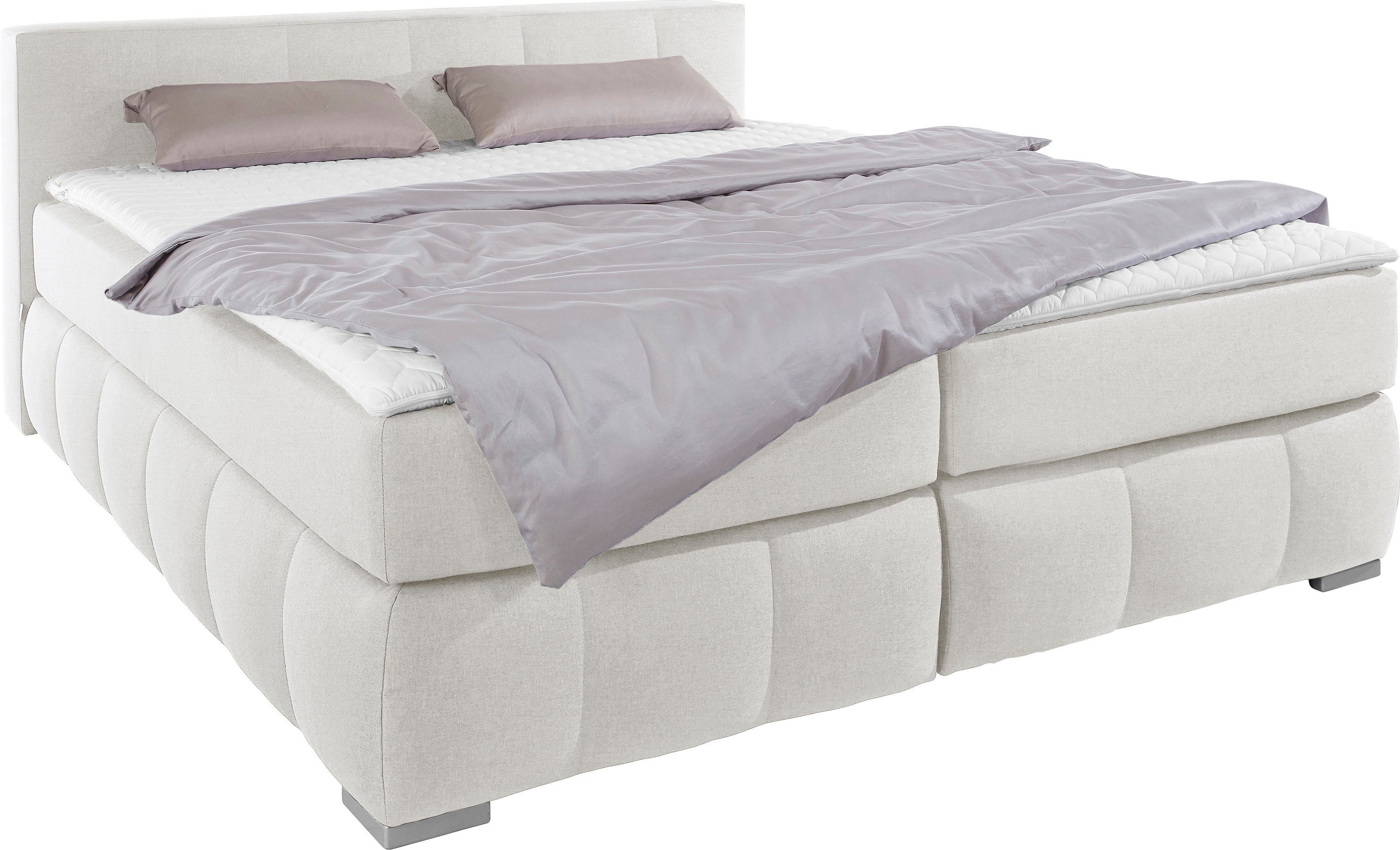 Home affaire Boxspringbett Chelles, inkl. Topper, in XXL- Überlänge 220 cm, Unterbox mit feine Wölbung
