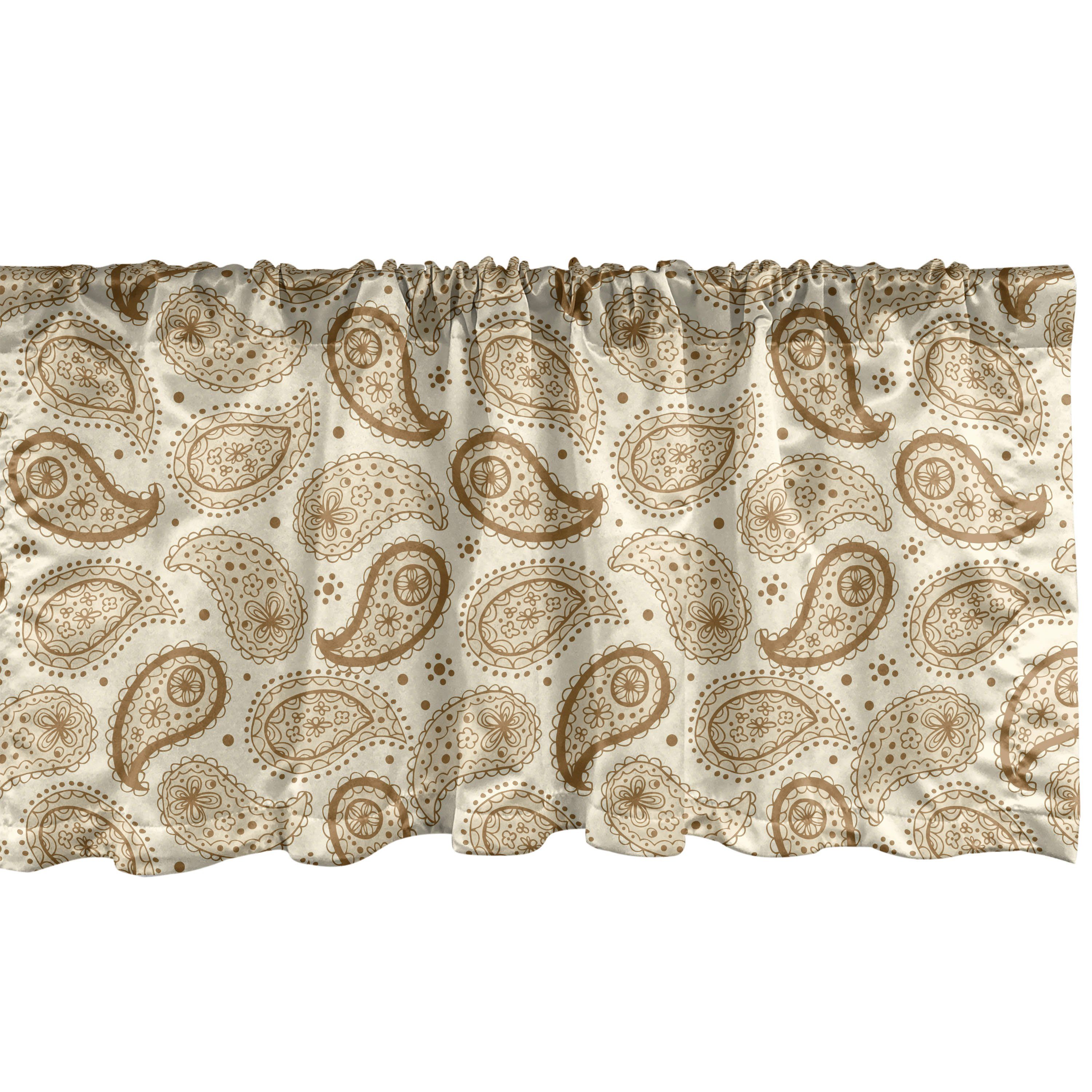 Scheibengardine Vorhang Volant für Küche Schlafzimmer Dekor mit Stangentasche, Abakuhaus, Microfaser, Beige Paisley Oriental Persisch
