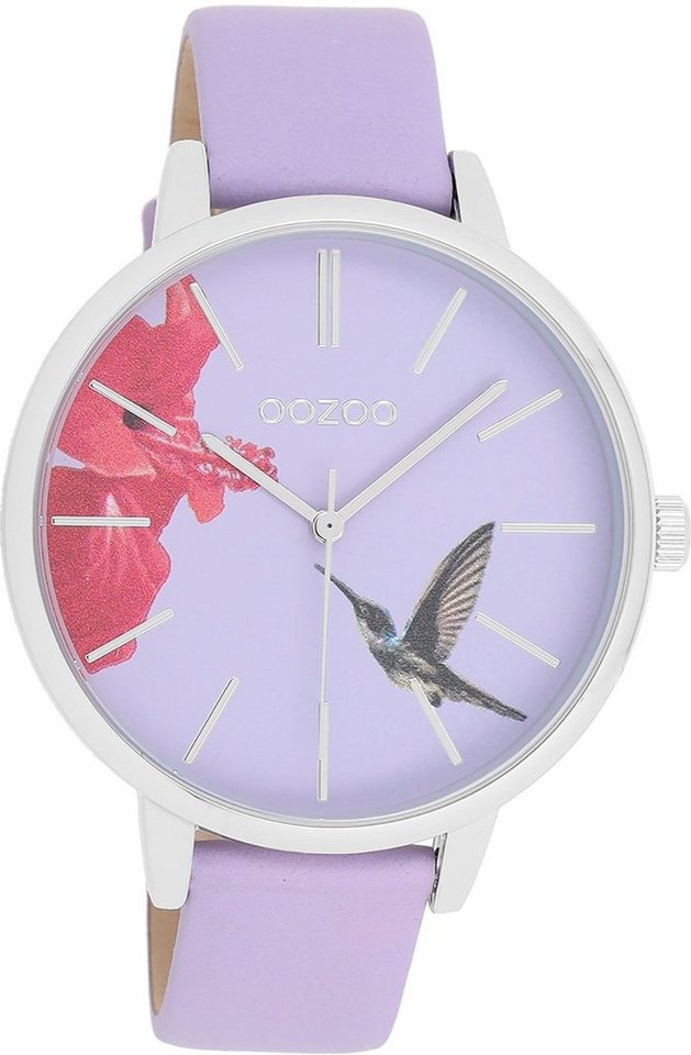 OOZOO Quarzuhr Oozoo Damen Armbanduhr Timepieces Analog, Damenuhr rund,  groß (ca. 42mm) Lederarmband, Fashion-Style