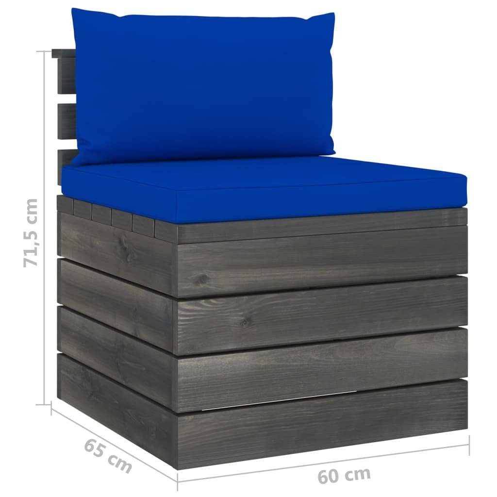 vidaXL Gartenlounge-Set 7-tlg. Garten-Sofagarnitur mit Blau Kiefernholz, Paletten Kissen (7-tlg) aus