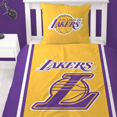 Bettwäsche Los Angeles Lakers Basketball 135x200 oder 155x220, MTOnlinehandel, Renforcé, 2 teilig, Team NBA LA Lakers Logo Teenager Herren Bettwäsche