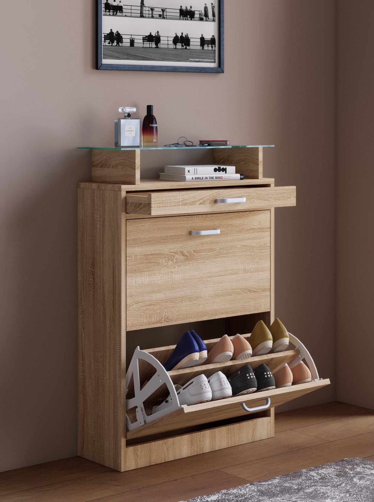 VCM Schuhschrank Holz Schuhschrank Schuhkipper Klappen günstig online kaufen