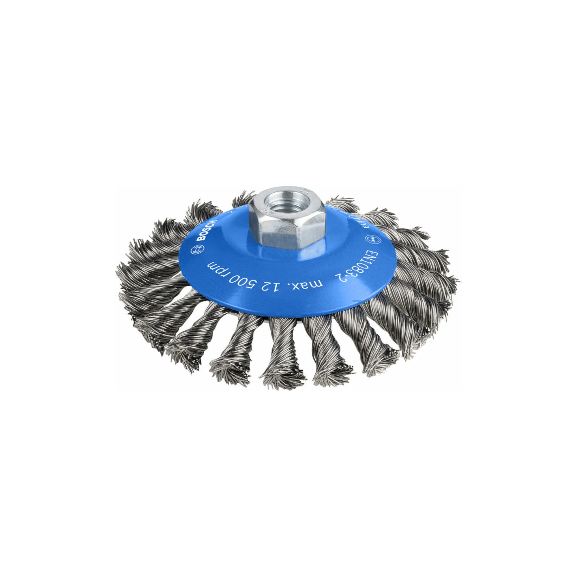 Bosch Professional Kegelbürsten-Aufsatz Bosch Kegelbürste Heavy for Metal gezopft 115 mm 0,5 mm 12500 U/min M1