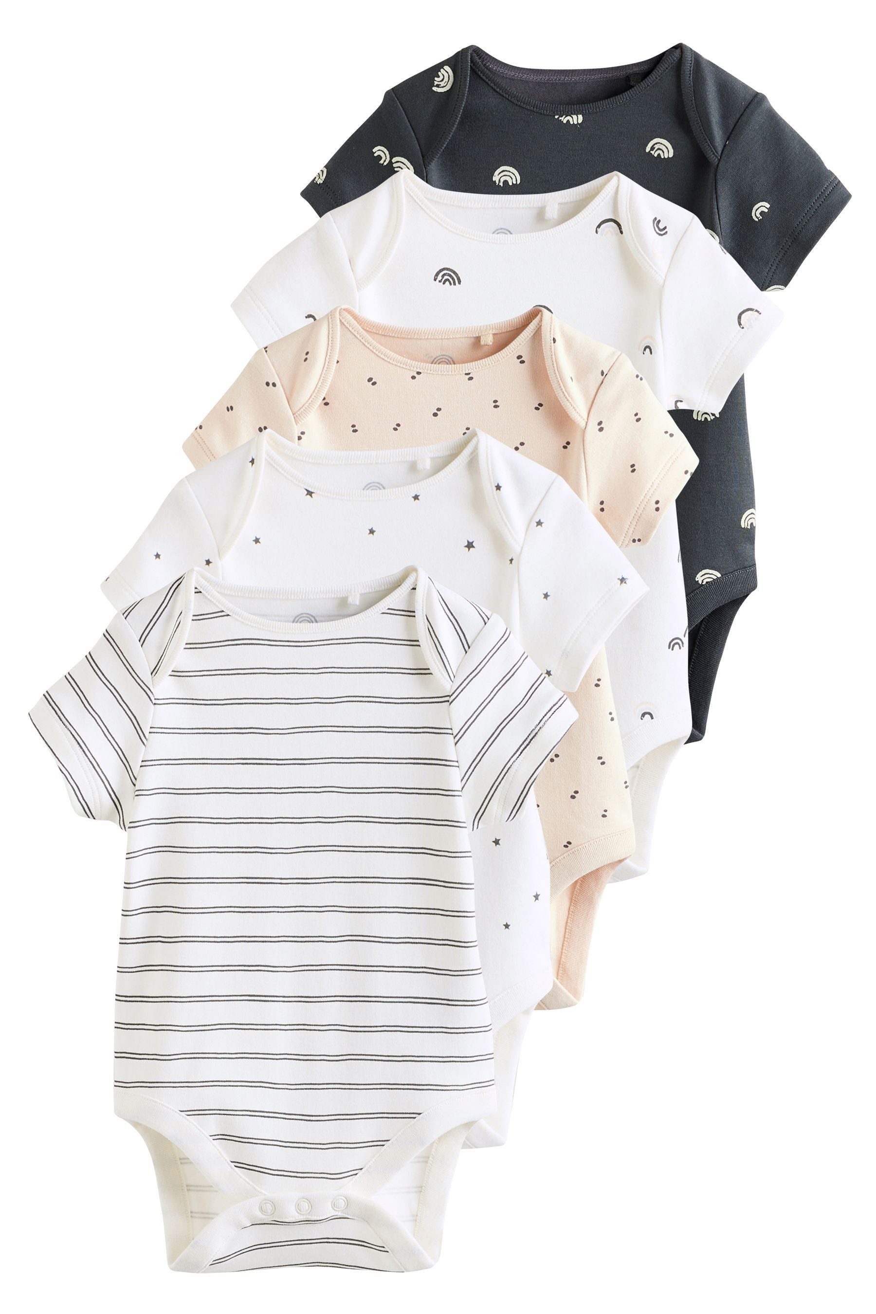 Next T-Shirt-Body Kurzärmelige Babybodys 100 % Baumwolle, 5 Stk. (5-tlg)