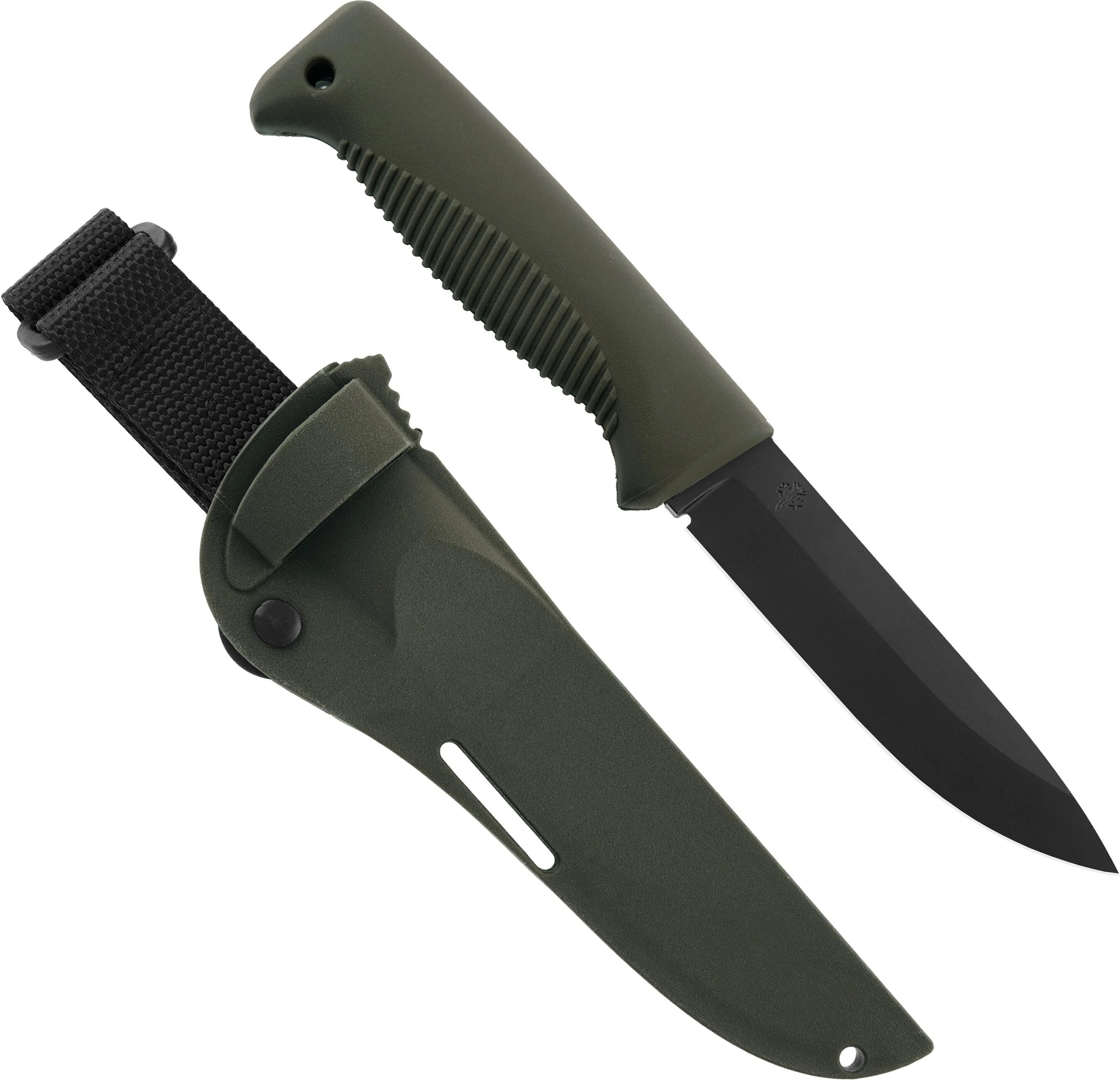 Peltonen Knives Universalmesser Peltonen Knives Peltonen Knives Jagdmesser Ranger Puukko M07 Grün, (1 St), Scheide inklusive, Klinge Cerakote beschichtet