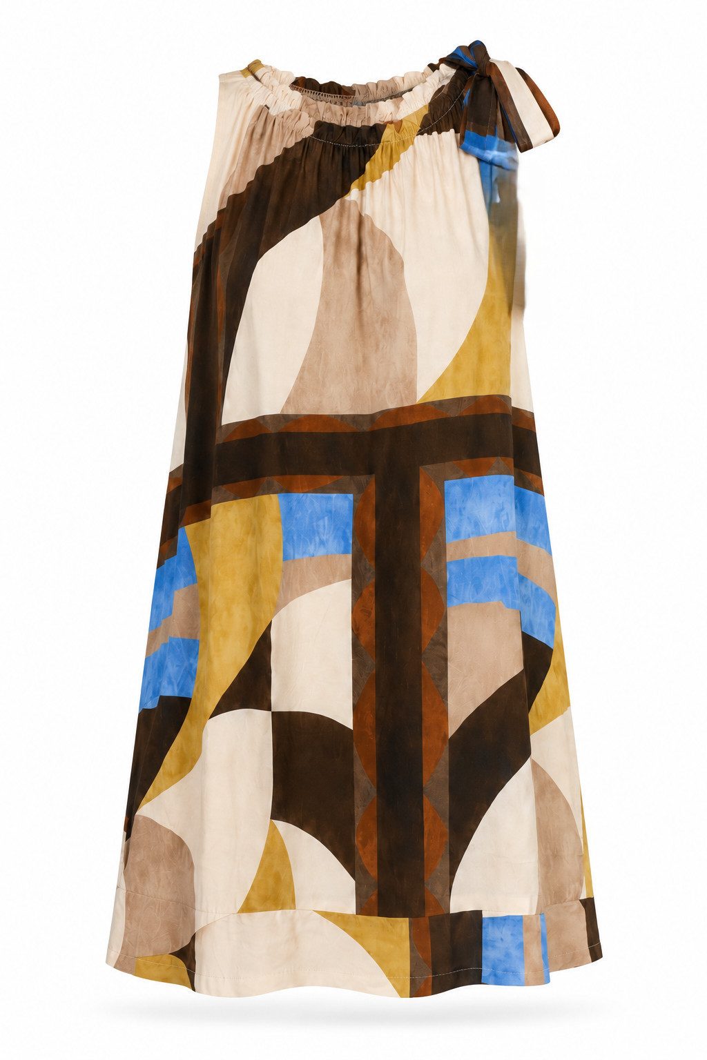 ITALY VIBES Sommerkleid - weiches Kleid mit abstraktem Print und Band - Damenkleid ONE SIZE - passend von Größen S bis L