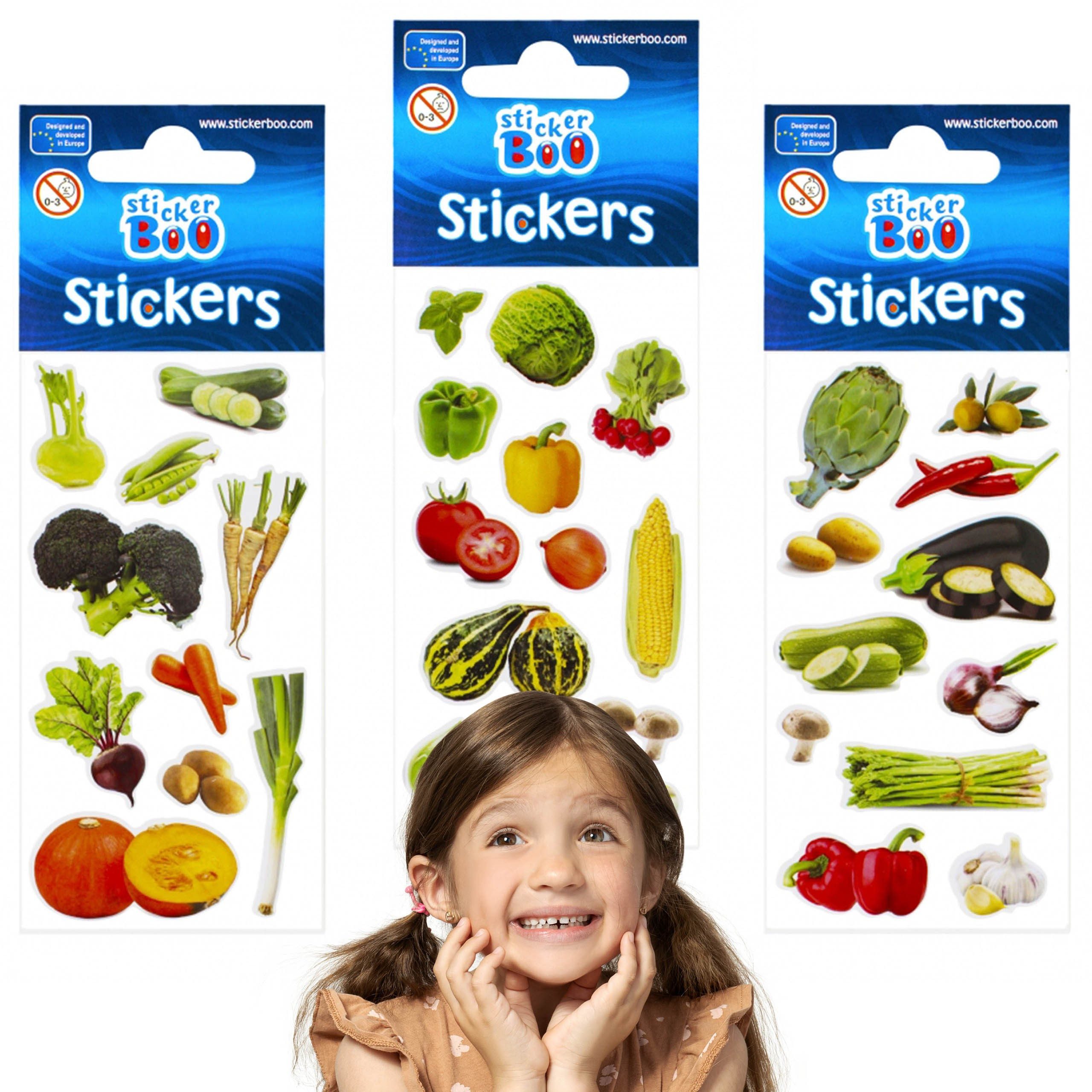 Sarcia.eu Stickerbuch Sticker-Set für Kinder, Aufkleber Gemüse