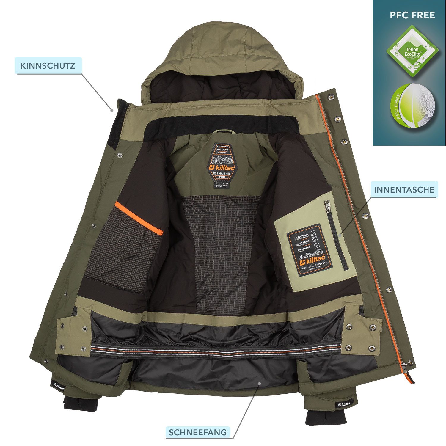Killtec Skianzug für Jungen Alpin Skijacke + Skihose, wasserdicht - winddicht - atmungsaktiv - mit Schneefang