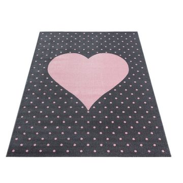 Teppich Herz-Design, Teppium, Rund, Höhe: 10 mm, Teppich Kinderzimmer Herz Design Kinder Teppich Rosa Babyzimmer