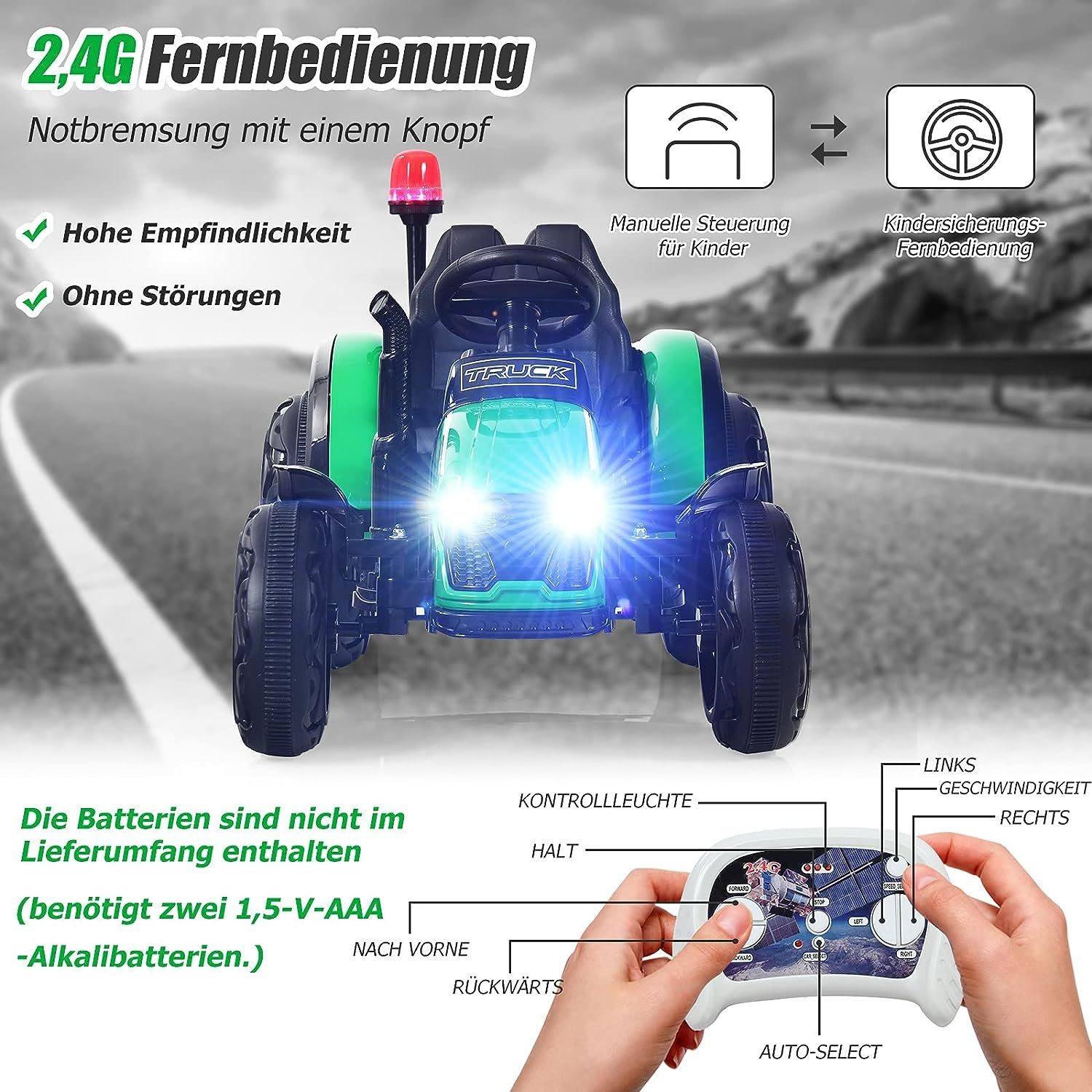KOMFOTTEU Elektro-Kindertraktor Spielzeugtraktor, bis 30kg belastbar, für Kinder 3-8 Jahren