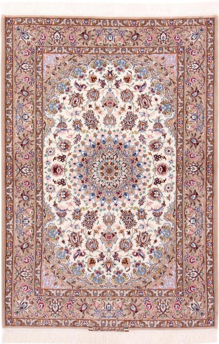 Orientteppich Isfahan Seidenkette 115x162 Handgeknüpfter Orientteppich, Nain Trading, rechteckig, Höhe: 8 mm