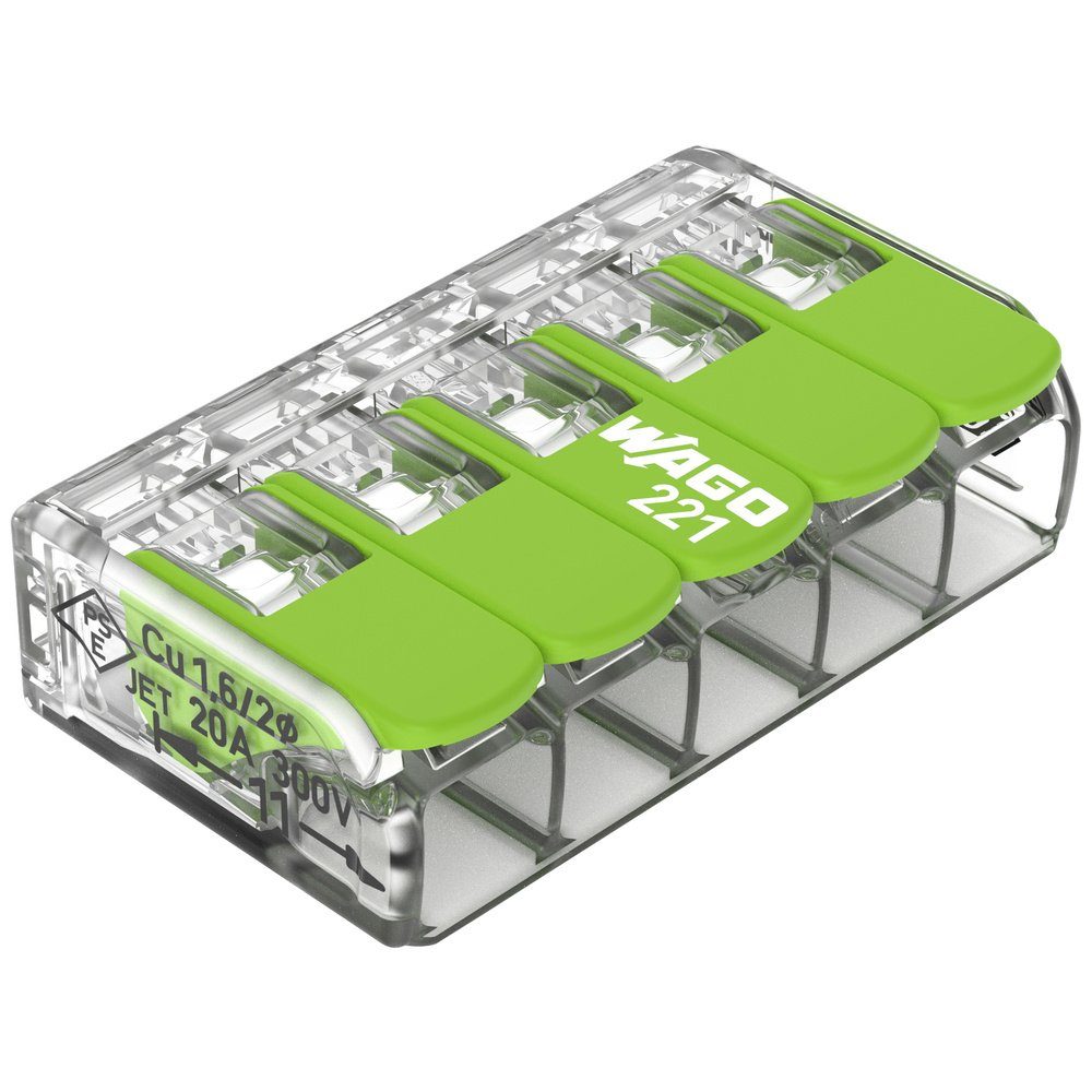 WAGO Verbindungsklemme WAGO 221-425 221 Verbindungsklemme flexibel: 0.14-4 mm² starr: 0.2-4 m