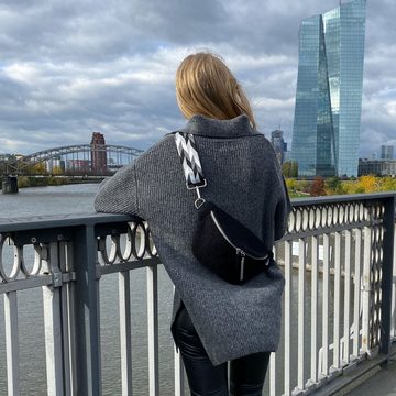 MAONI Bauchtasche Teddy Schwarz mit zwei Gurten, Vegan