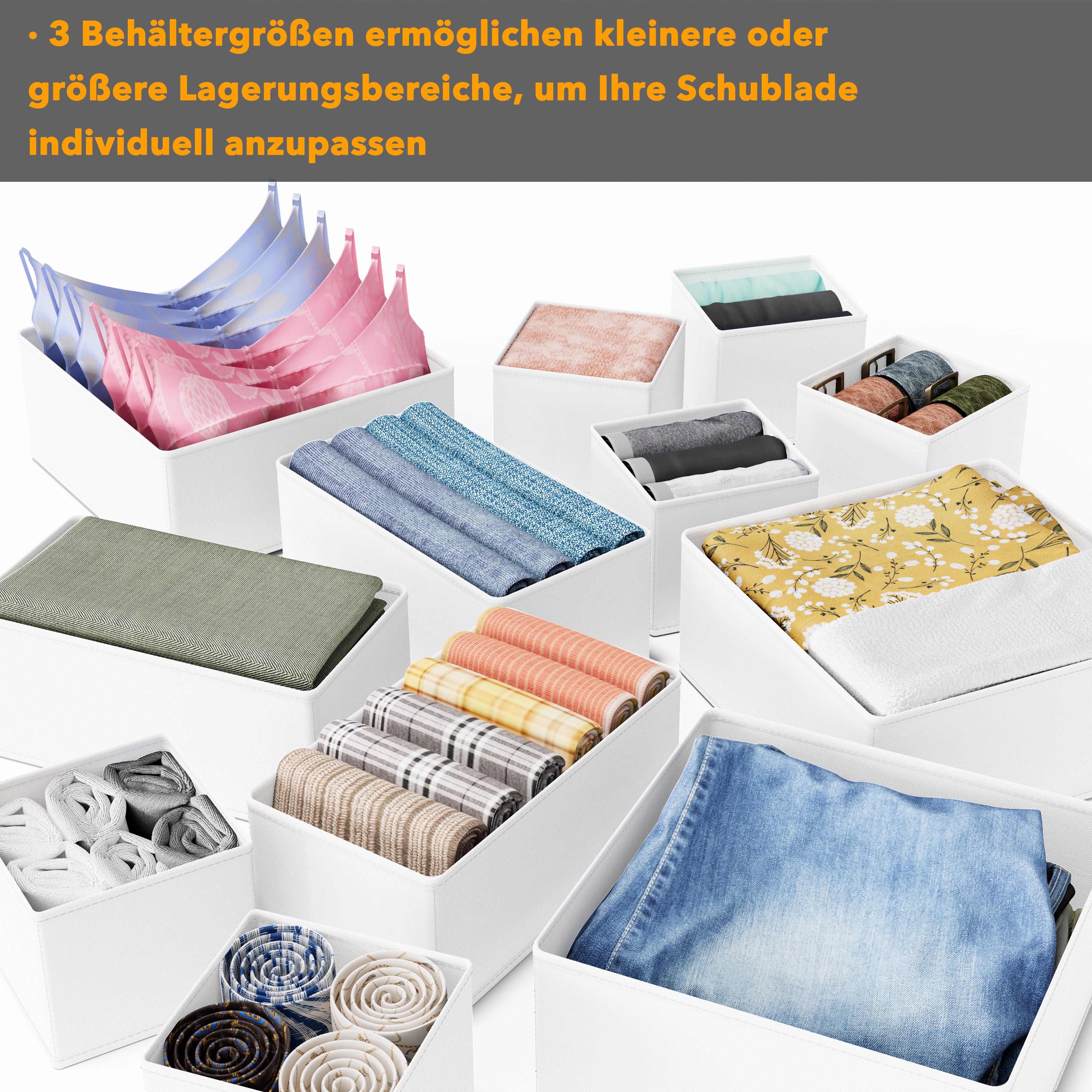 SpaceAid Auflagenbox 12 er Schubladen Organizer (Unterwäsche Organizer), Faltbare Aufbewahrungsbox Stoff – Bild 5 von 5