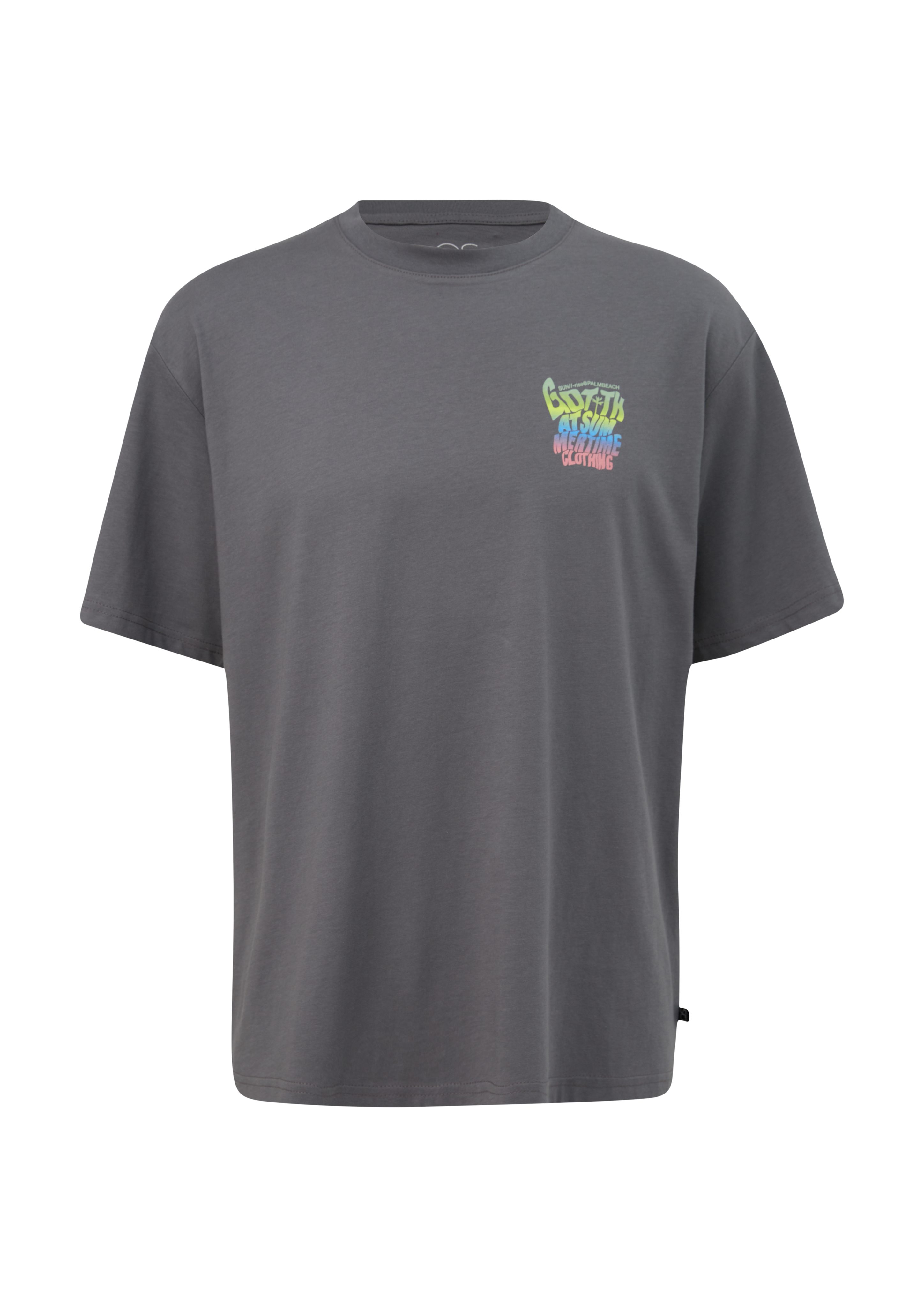 QS Kurzarmshirt T-Shirt aus reiner Baumwolle dunkelgrau