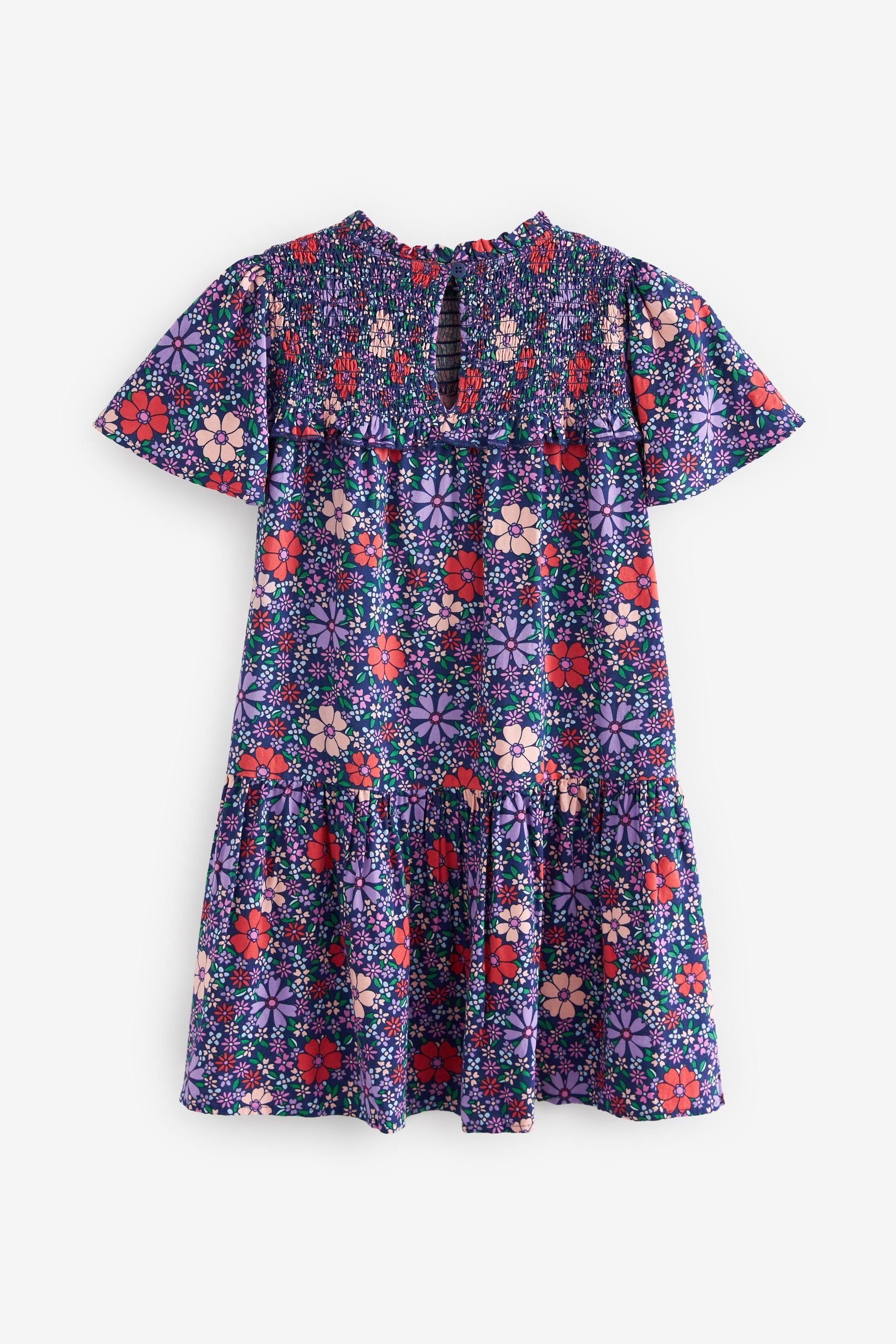 Next Smokkleid Blue Navy Gesmoktes Floral Kleid (1-tlg)