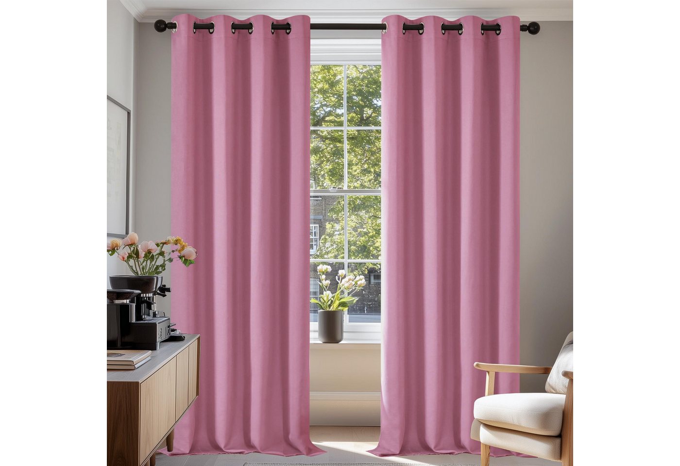 Deconovo Verdunkelungsvorhang Gardinen mit Ösen Blickdichte Vorhang Kälteschutz Schlafzimmer 2er Set, Blackout Curtain einfarbig Thermo Vorhang Verdunkelung Wärmeisolierend