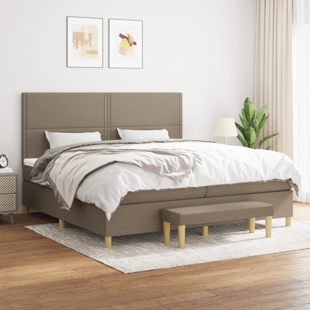 vidaXL Boxspringbett, Boxspringbett mit Matratze Taupe 200x200 cm Stoff günstig online kaufen