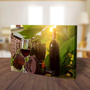 wandmotiv24 Leinwandbild Flasche und Glas mit Rotwein, Essen & Trinken (1 St), Wandbild, Wanddeko, Leinwandbilder in versch. Größen