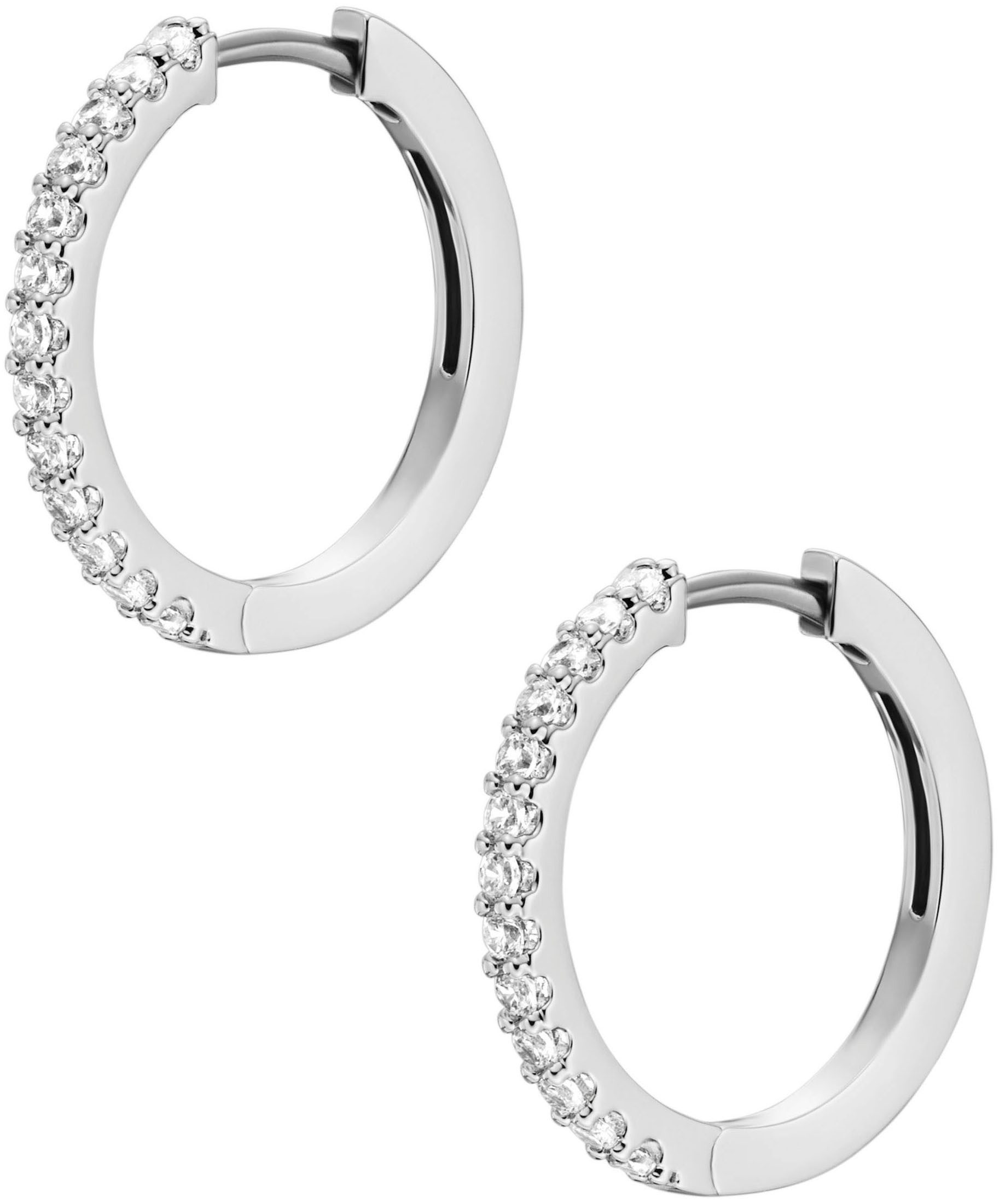Fossil Paar Creolen Schmuck Geschenk Metall Ohrringe ALL STACKED UP, mit Glasstein