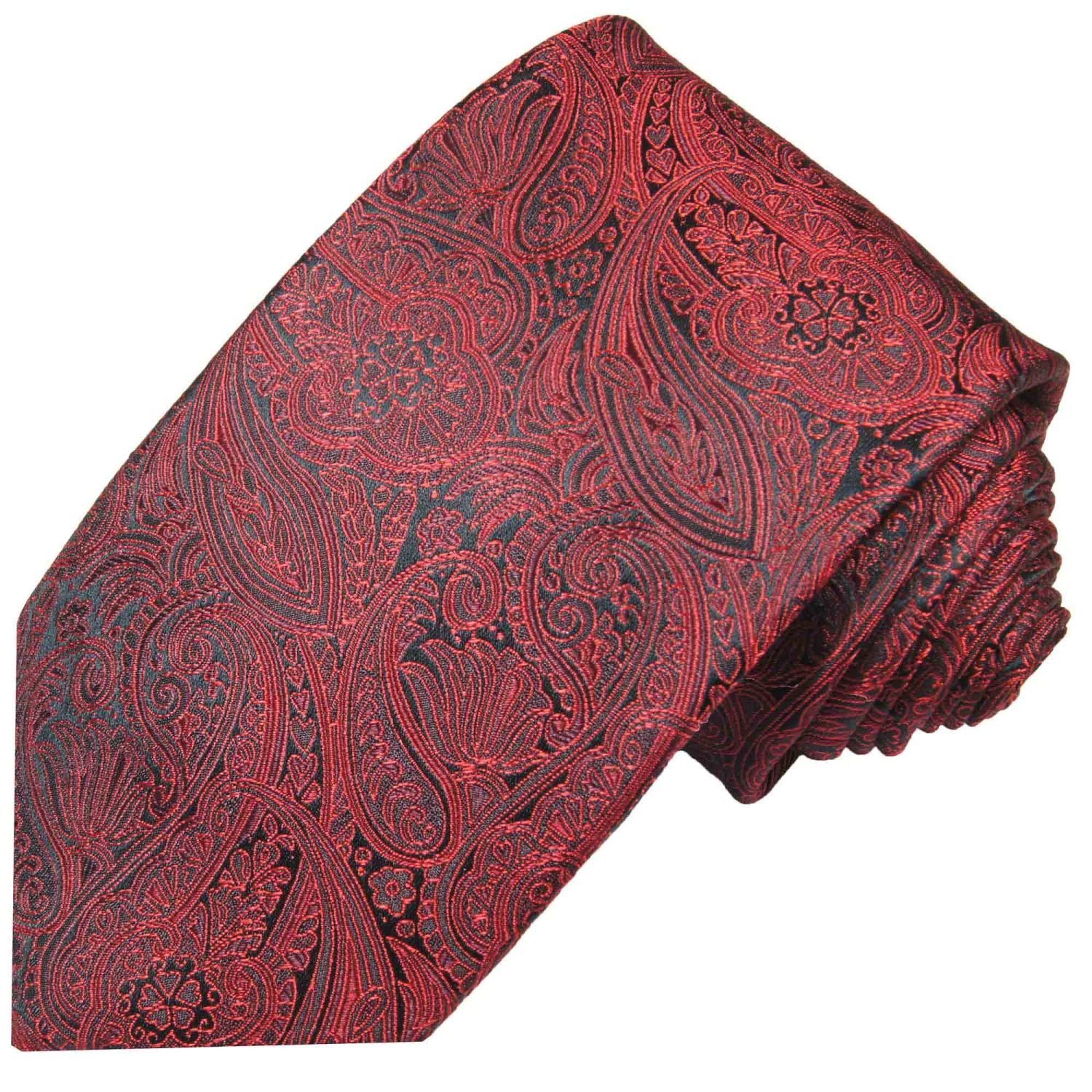 Breit brokat Seidenkrawatte Paul rot Herren Schlips (8cm), 100% 586 Krawatte Malone paisley Elegante Seide