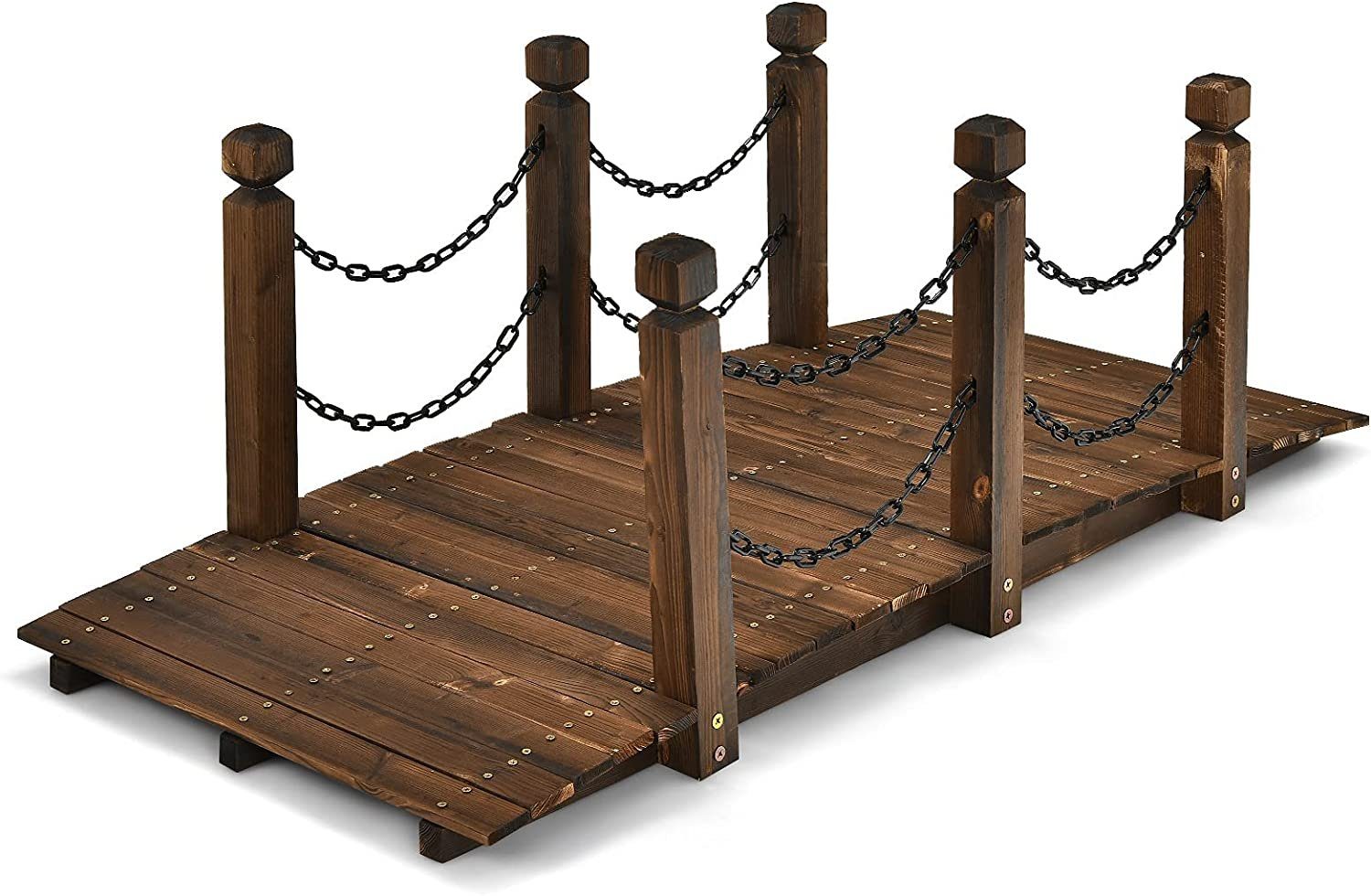 x Holzbrücke, Fichtenholz 55cm, Eisen 67 und KOMFOTTEU x 150 aus Zierbrücke