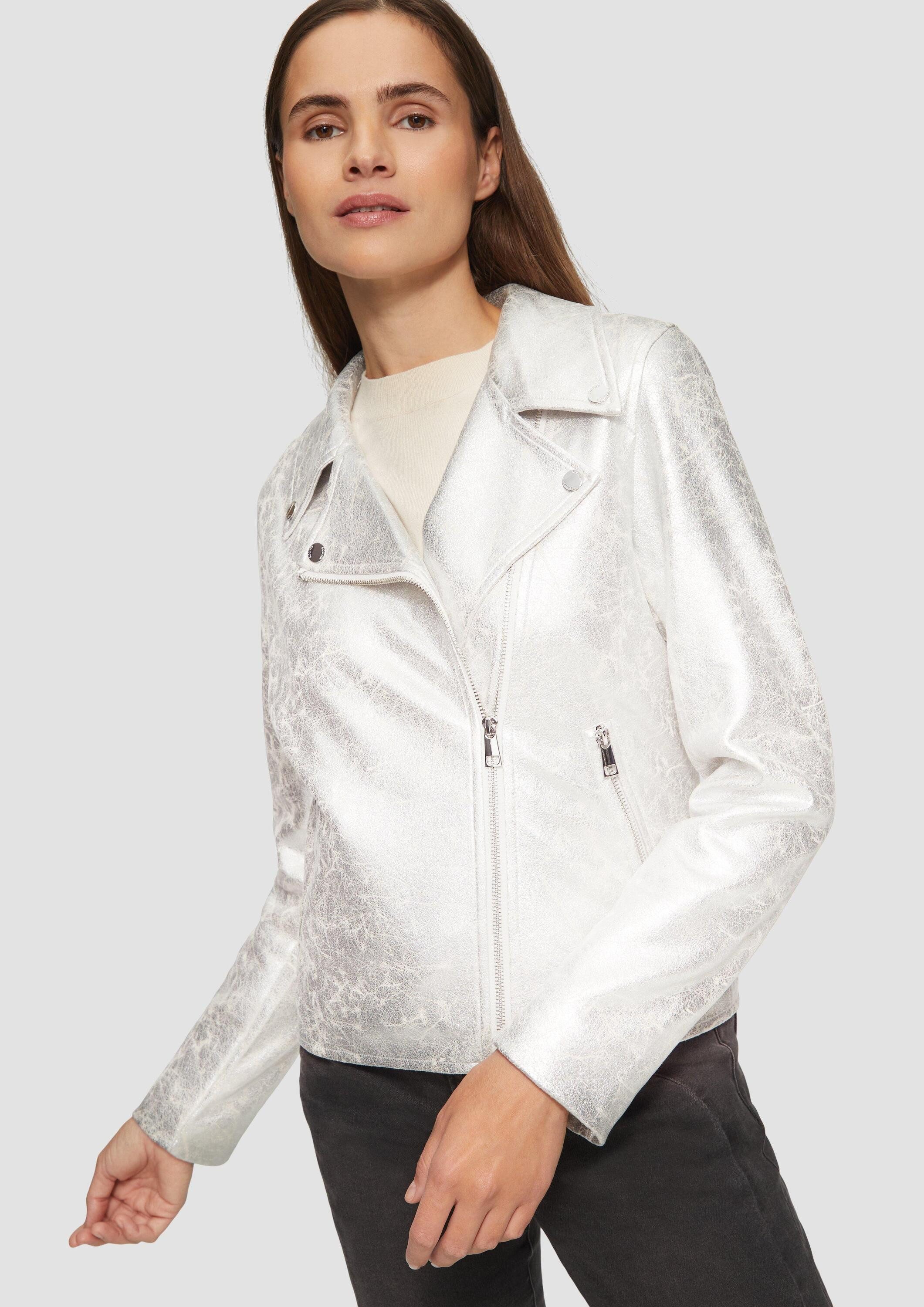 s.Oliver Funktionsjacke Indoor-Jacke Bikerjacke in Veloursleder-Optik