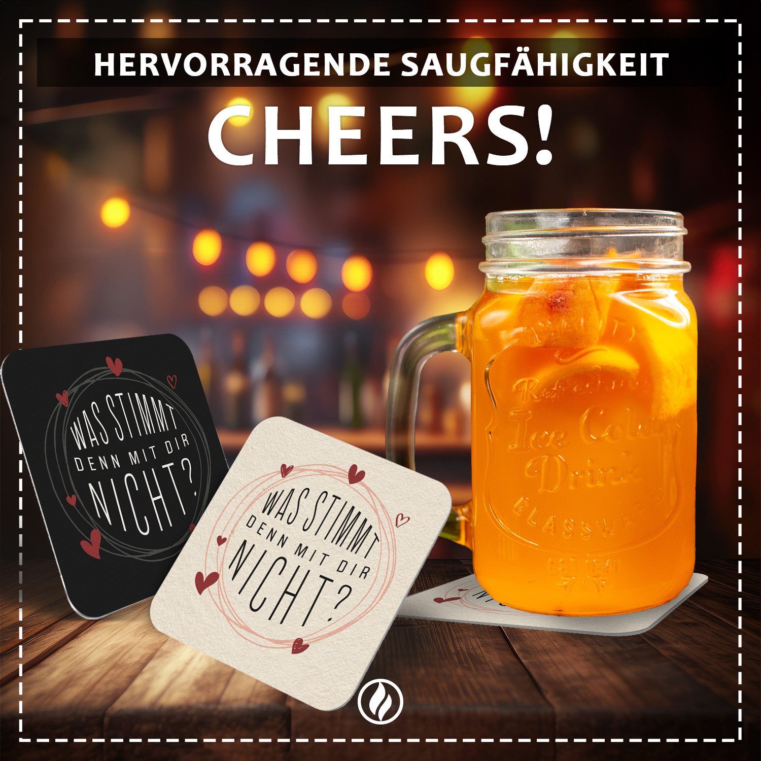 Funke & Brand Bierdeckel "Was stimmt denn mit dir nicht?" - 50 Stück - Witziges Design