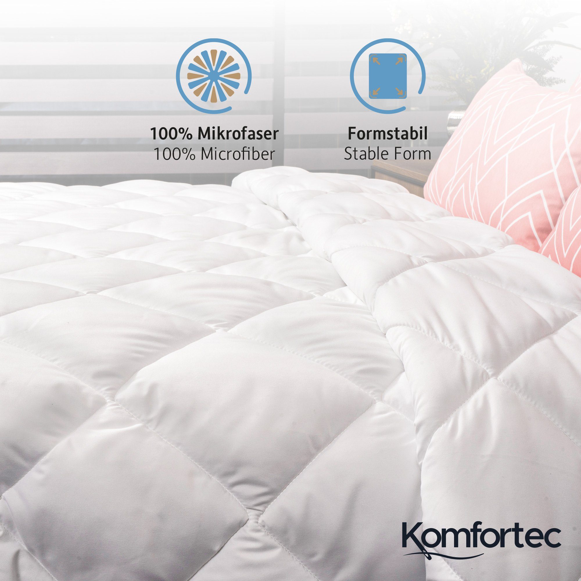 Komfortec Kunstfaserbettdecke,Bettdecken für Sommer und Winter, Ganzjahresdecke, Füllung: Polyester, Bezug: Mikrofaser, 135x200 cm, 155x220 cm und weiteren Größen, allergiker geeignet