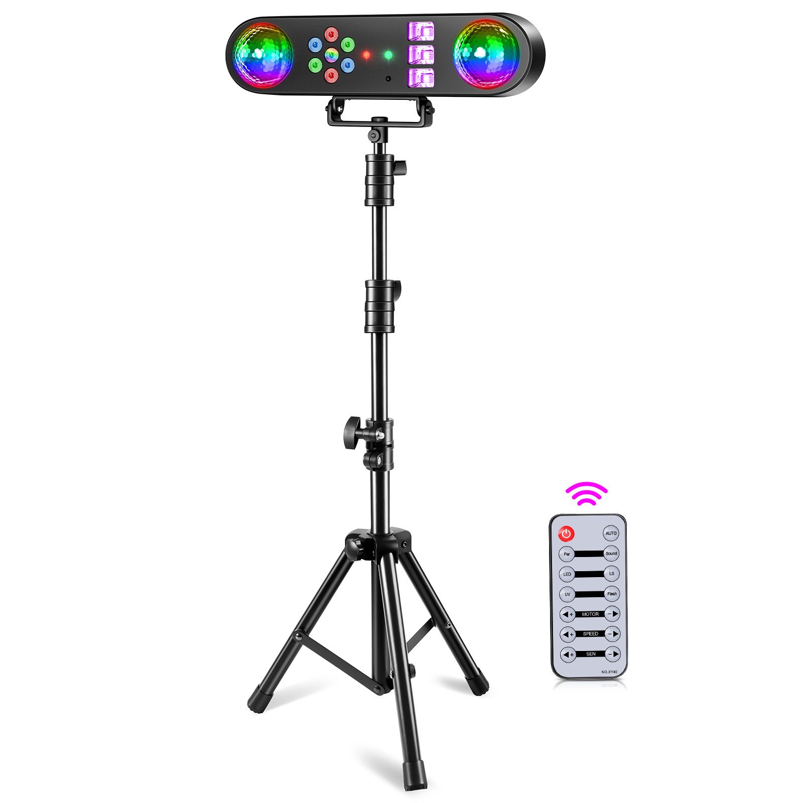 ZonQoonz Discolicht 30W 5-in-1-Mini-DJ-Scheinwerfer-Set – mit Stativ und Fernbedienung