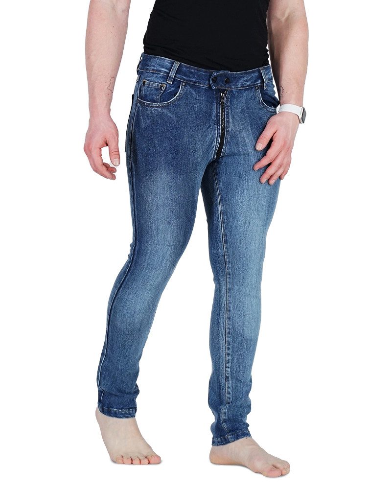 BOCKLE Lederhose Bockle® GAY-ZIP® Skinny Stretch PUSH-STRAP Jeans No.5