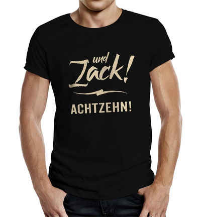 RAHMENLOS® T-Shirt Geschenk für Teenager zur Volljährigkeit - Zack! Achtzehn!