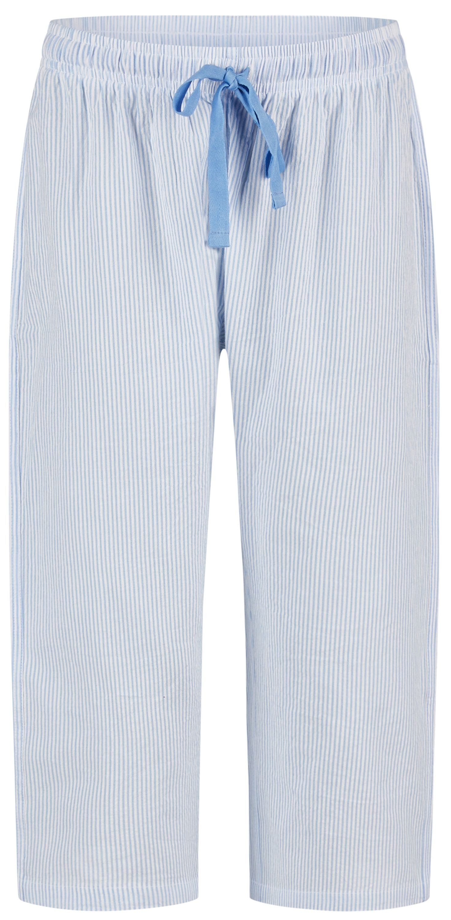 By Louise Pyjamahose Moonlight Magic (1-tlg., 1-teilig) Damen Caprihose Seersucker Schlafhose Pyjamahose Baumwolle
