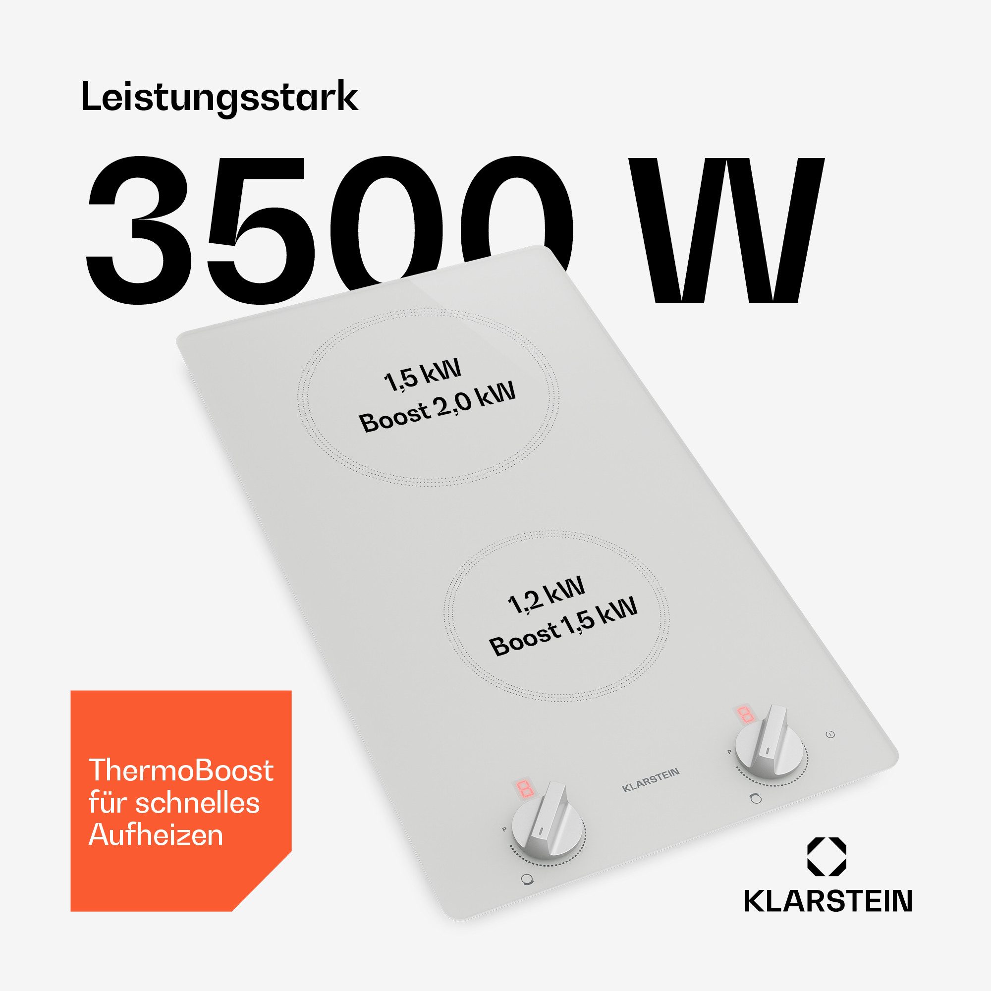 Klarstein Induktions-Kochfeld Kochheld, Induktionskochfeld Elegant & kraftvoll 2 Kochzonen 3500 W 30 cm