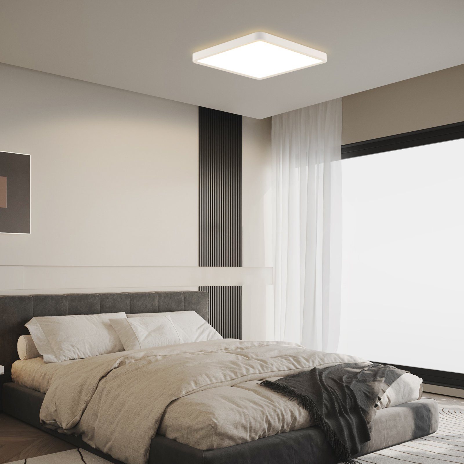 ZMH LED Deckenleuchte - 23W Flach Schwarz 23cm Warmweiß Schlafzimmer, Flimmerfrei, LED fest integriert, 3000k, Nicht Dimmbar – Bild 4 von 5