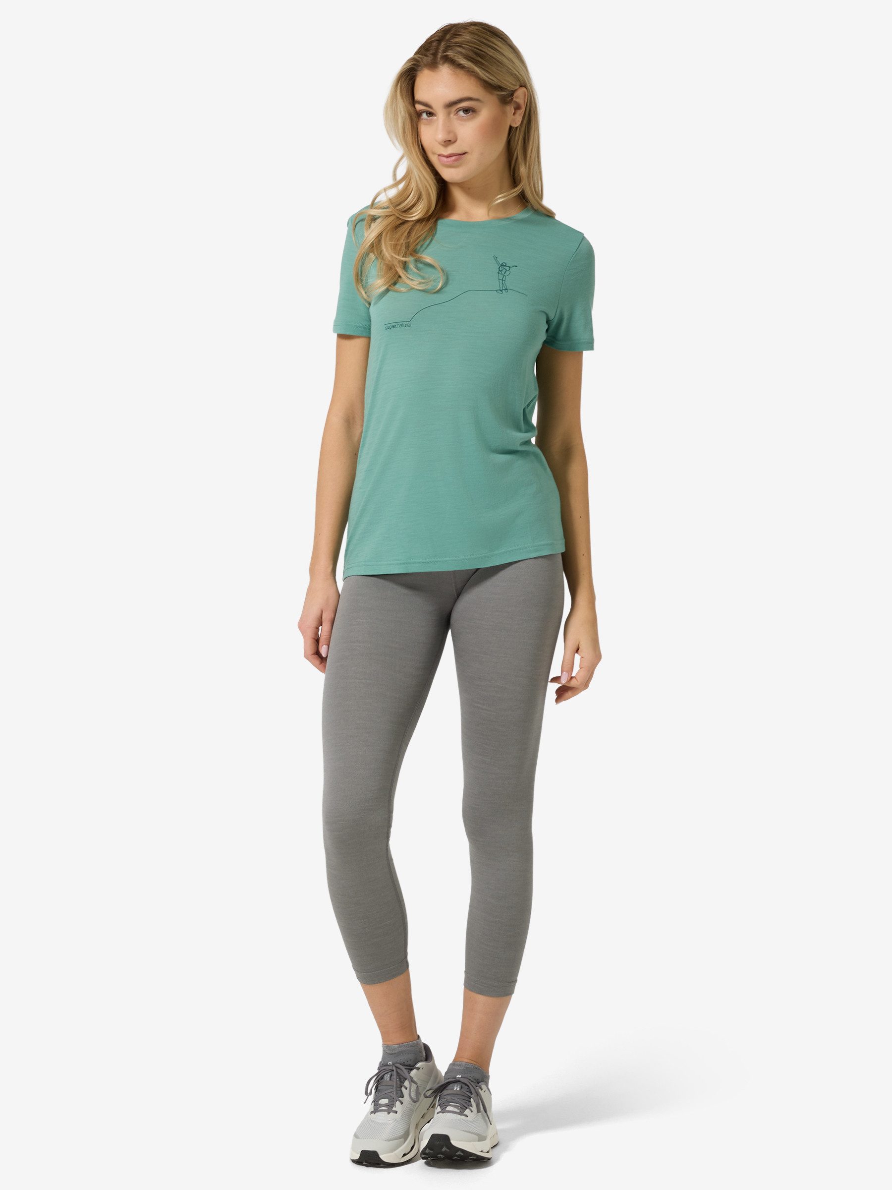 SUPER.NATURAL Print-Shirt Merino T-Shirt W GIPFELGLÜCK TEE wärmender Merino-Materialmix