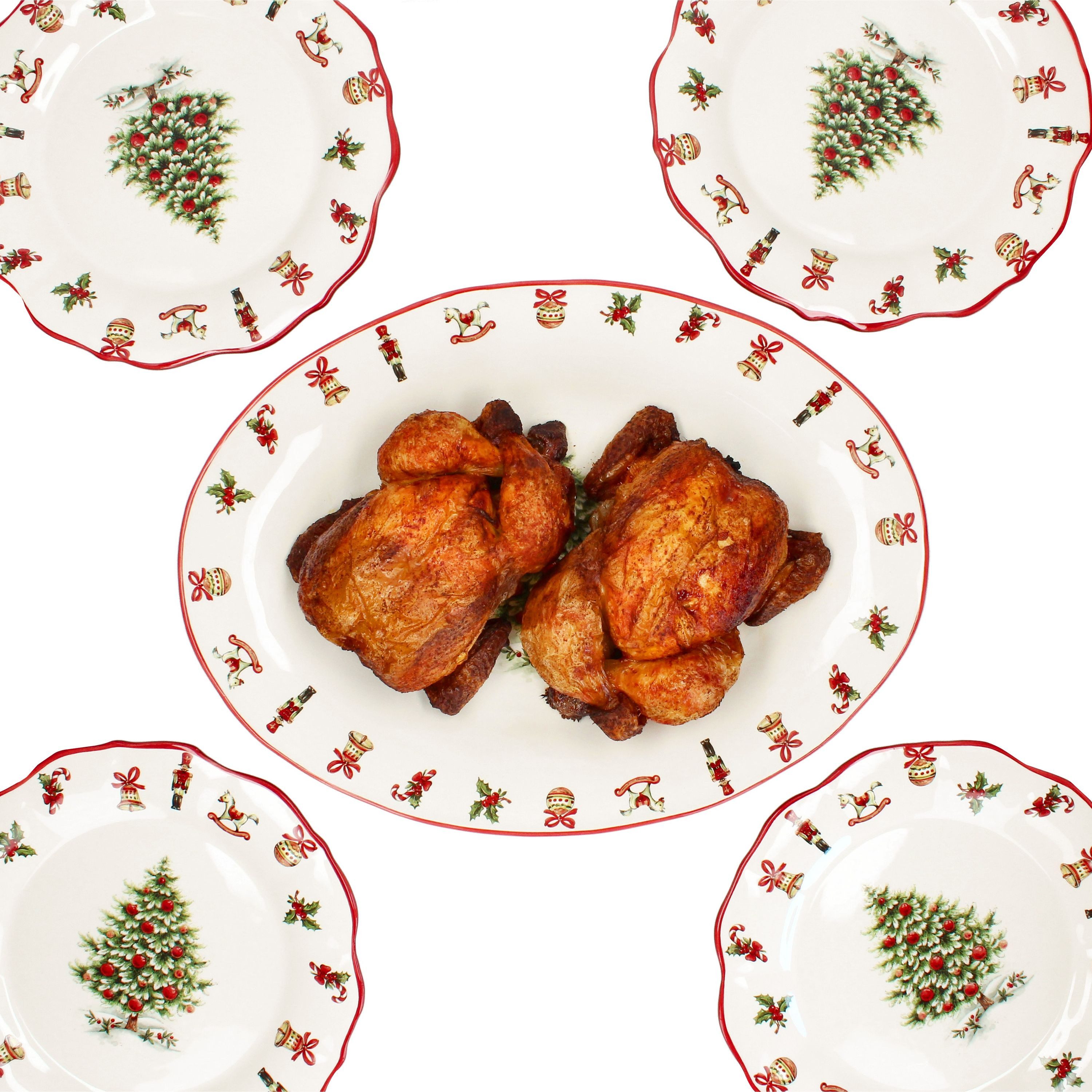 Teller-Set 5tlg Lunch-Set Maestro Natale 4 Personen Speiseteller Servierplatte
