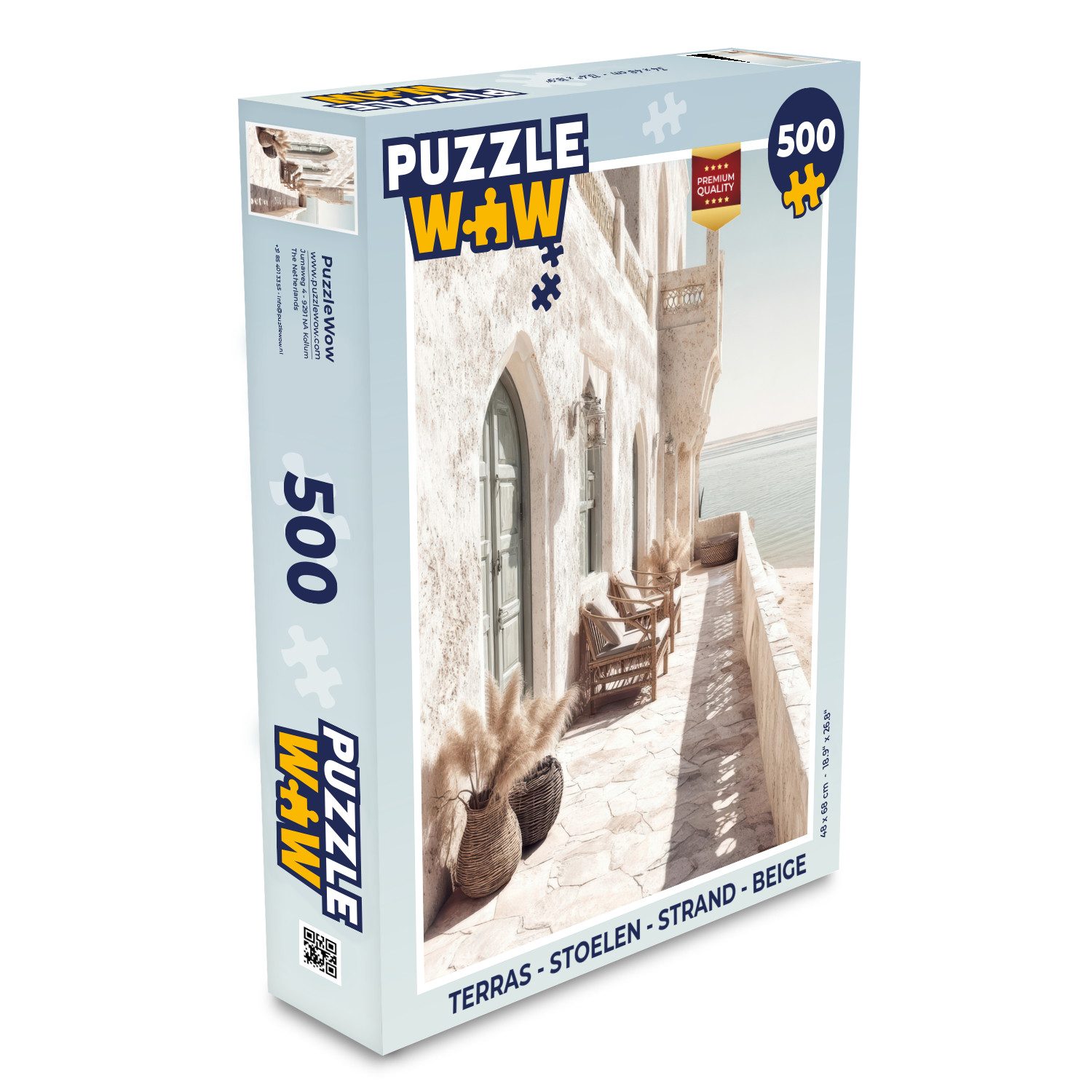 MuchoWow Puzzle Terrasse - Stühle - Strand - Beige, 500 Puzzleteile, Foto-Puzzle, Bilderrätsel, Puzzlespiele, Spielzeug