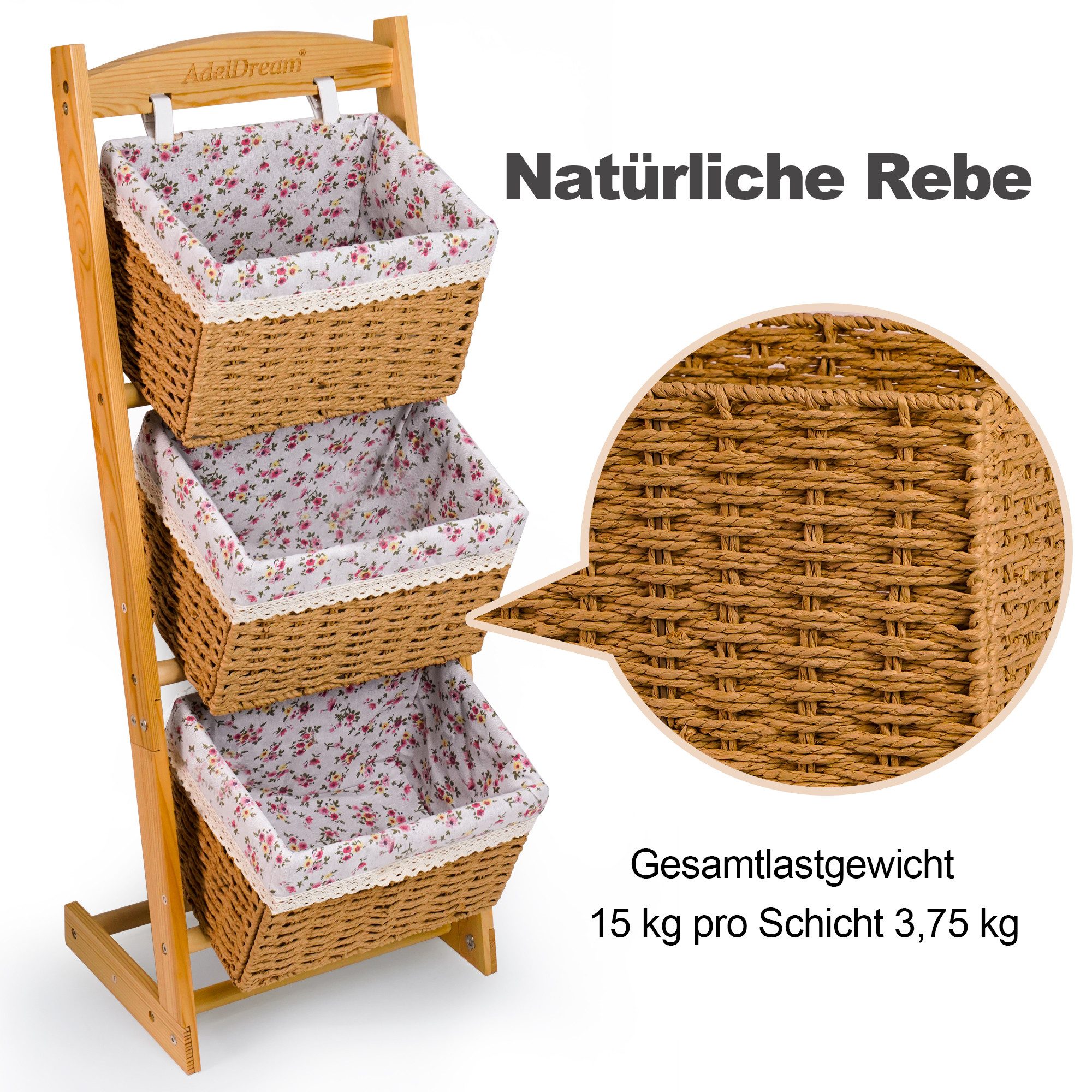 AdelDream Wäschekorb AdealDream Wohnzimmer-Aufbewahrungsregal multifunktionales Regal